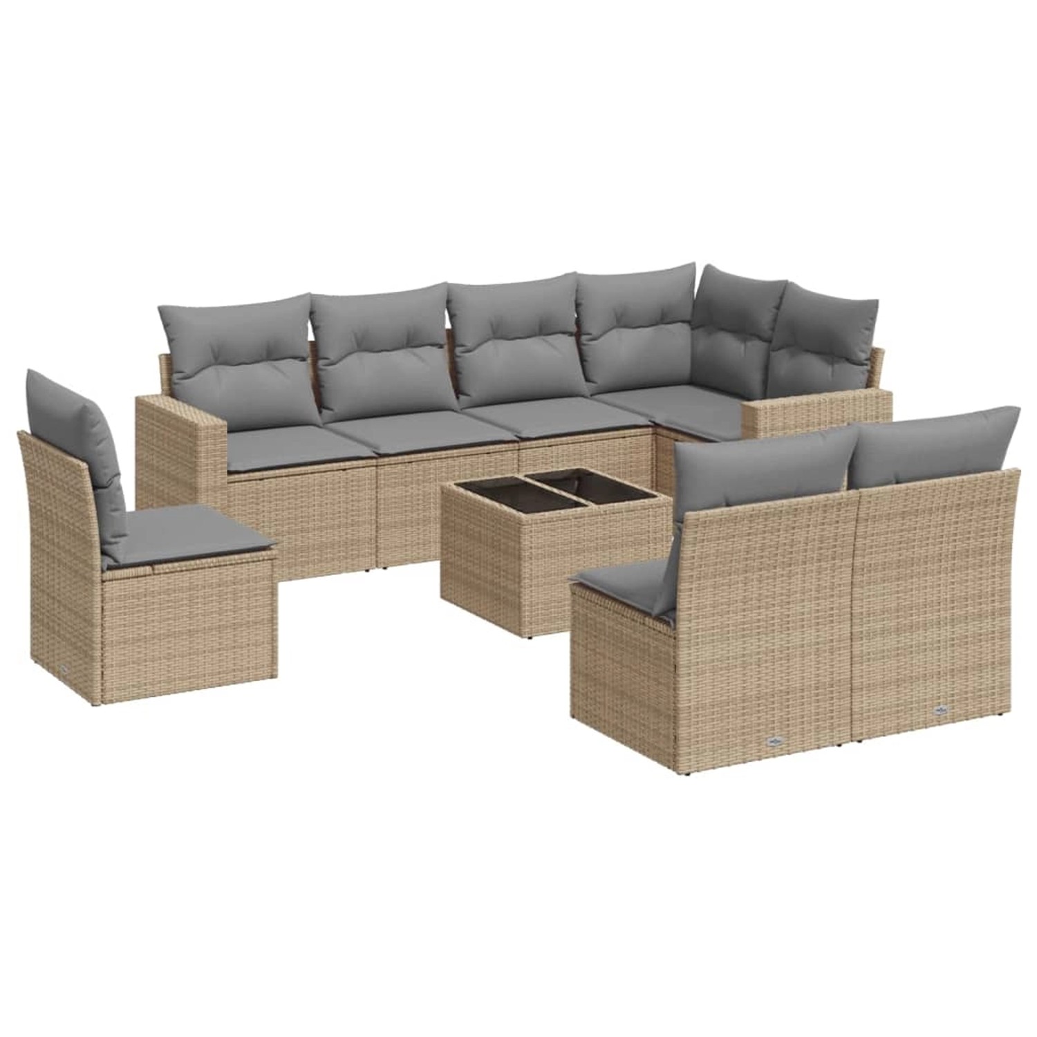 vidaXL 9-Tlg Garten-Sofagarnitur mit Kissen Beige Poly Rattan 3219069 günstig online kaufen