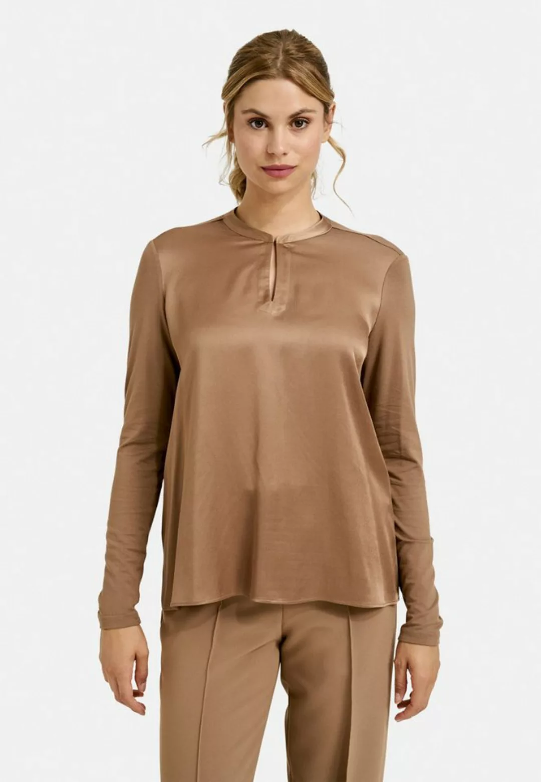 Milano Italy Shirtbluse LONGSLEEVE WITH ROUNDNECK AND SLIT günstig online kaufen