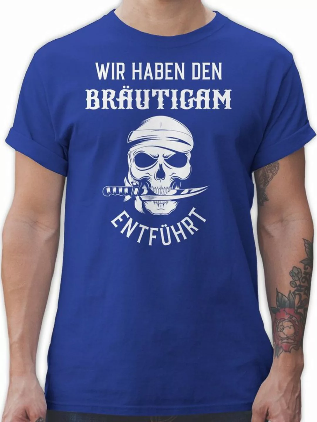 Shirtracer T-Shirt Wir haben den Bräutigam entführt Piratenkopf weiß JGA Mä günstig online kaufen