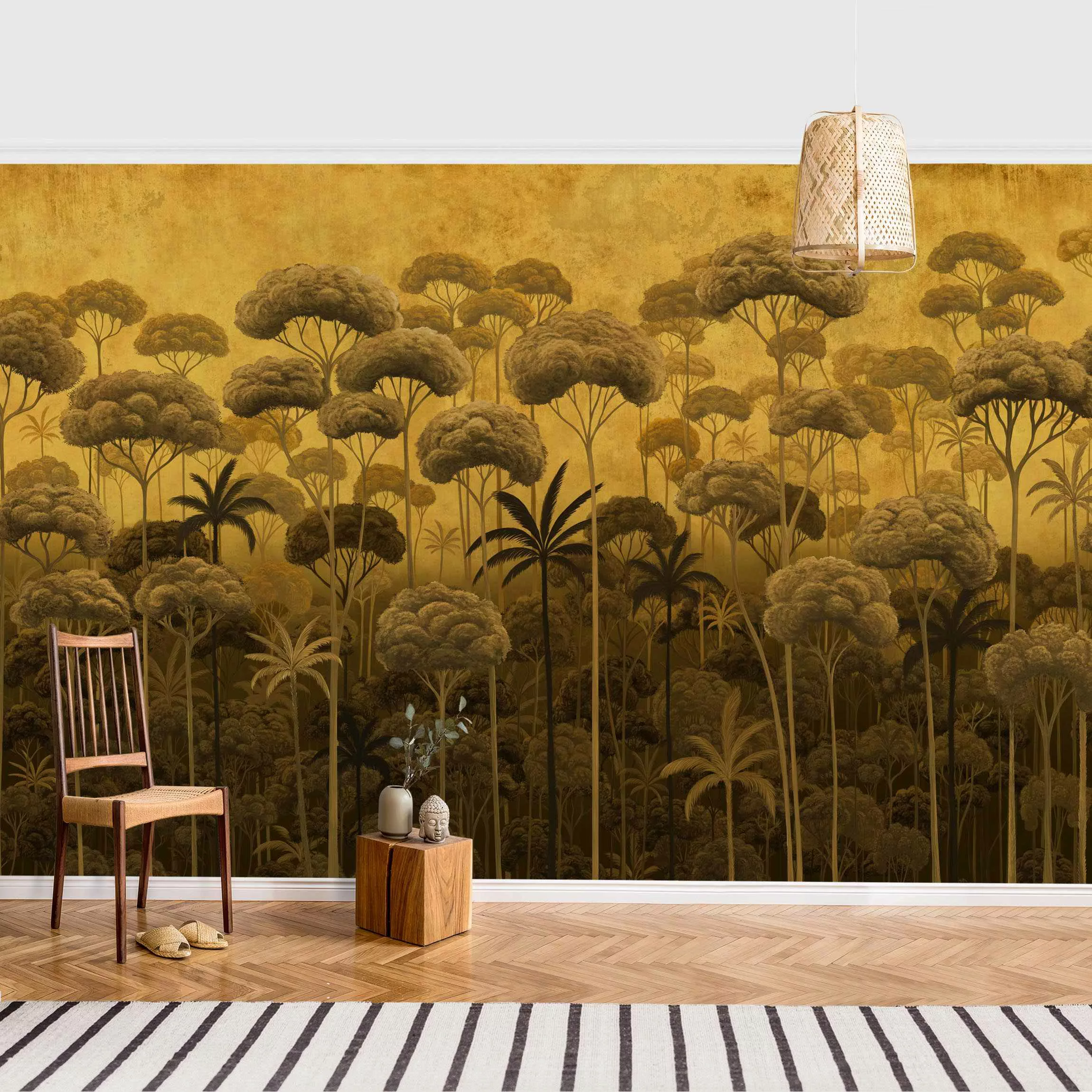 Fototapete Hohe Bäume im Dschungel in goldener Tönung günstig online kaufen
