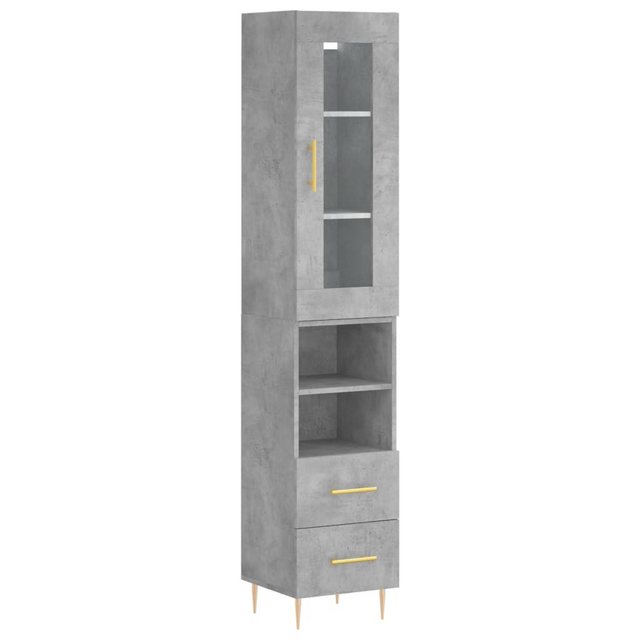 vidaXL Vitrine Highboard Betongrau 34,5x34x180 cm Spanplatte Glas Vitrine günstig online kaufen