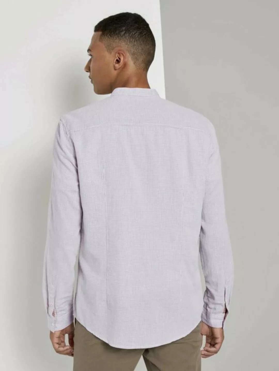 TOM TAILOR Denim Langarmhemd Gemustertes Hemd mit kurzem Stehkragen günstig online kaufen