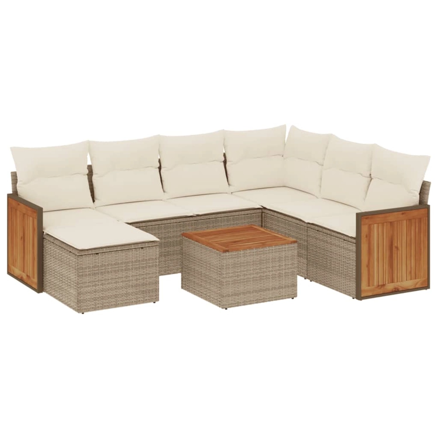 vidaXL 8-Tlg Garten-Sofagarnitur mit Kissen Beige Poly Rattan 3227892 günstig online kaufen