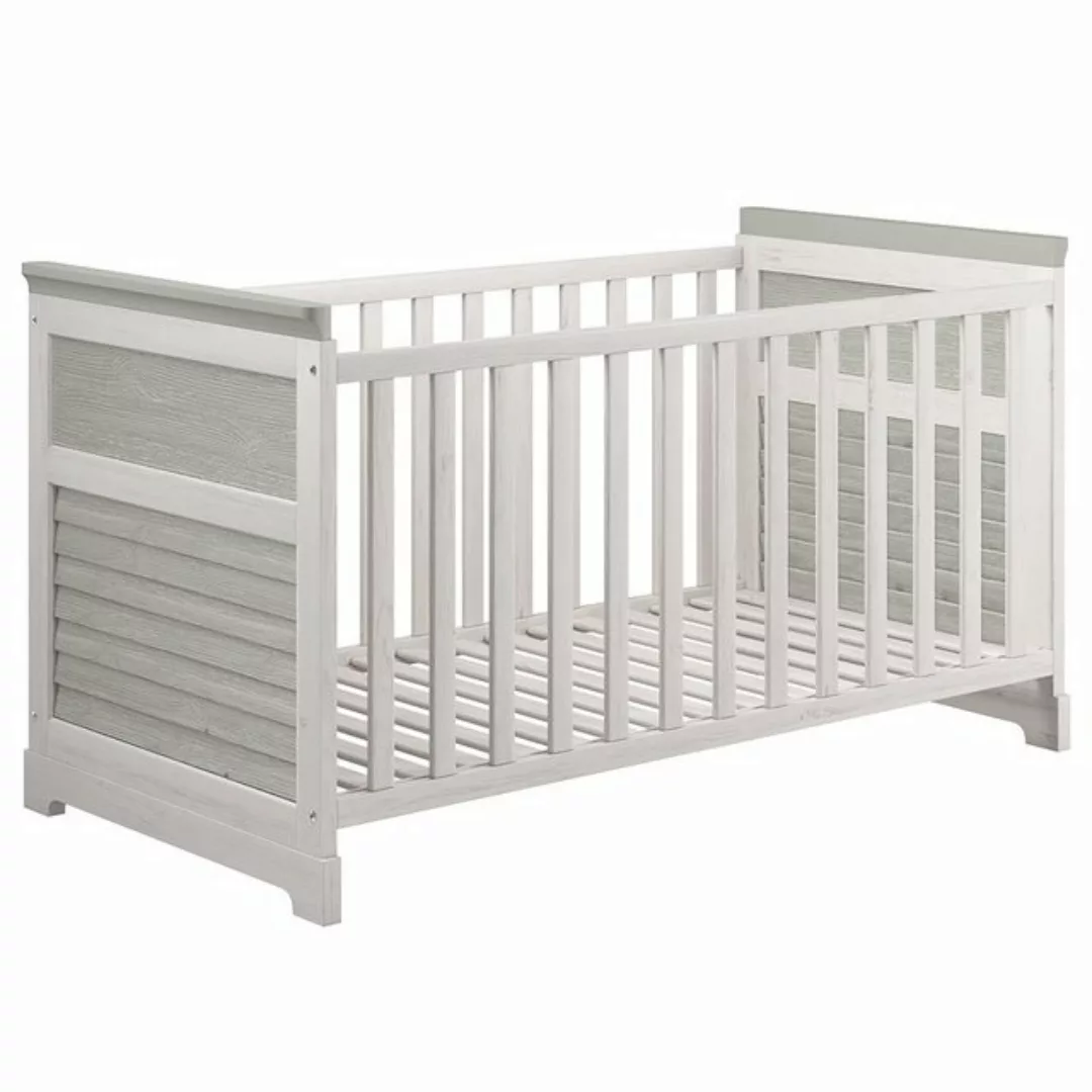 Babyzimmer Komplett Set 5-teilig, Kiefer massiv weiß mit grau AVON-78 günstig online kaufen