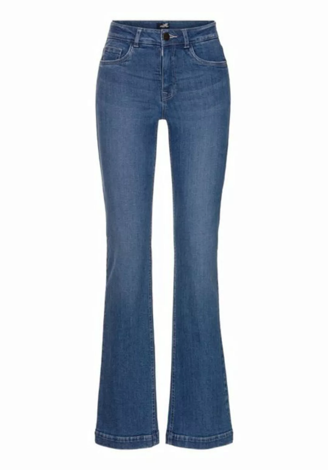 Arizona Gerade Jeans weite Beinform, Used-Look-Waschung, hohe Taille günstig online kaufen