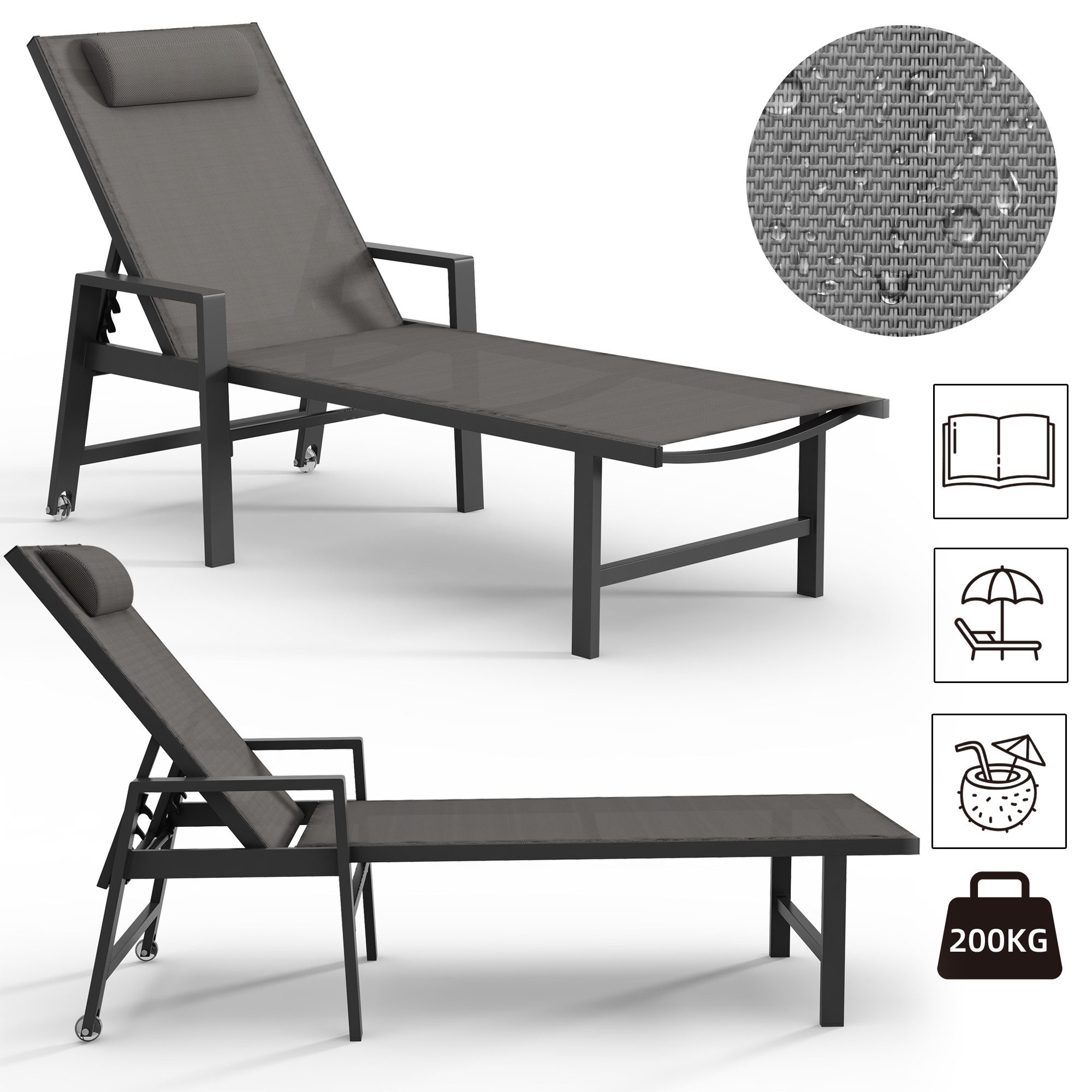Mucola Gartenliege Sonnenliege Aluminium Liegestuhl Terrassenliege günstig online kaufen