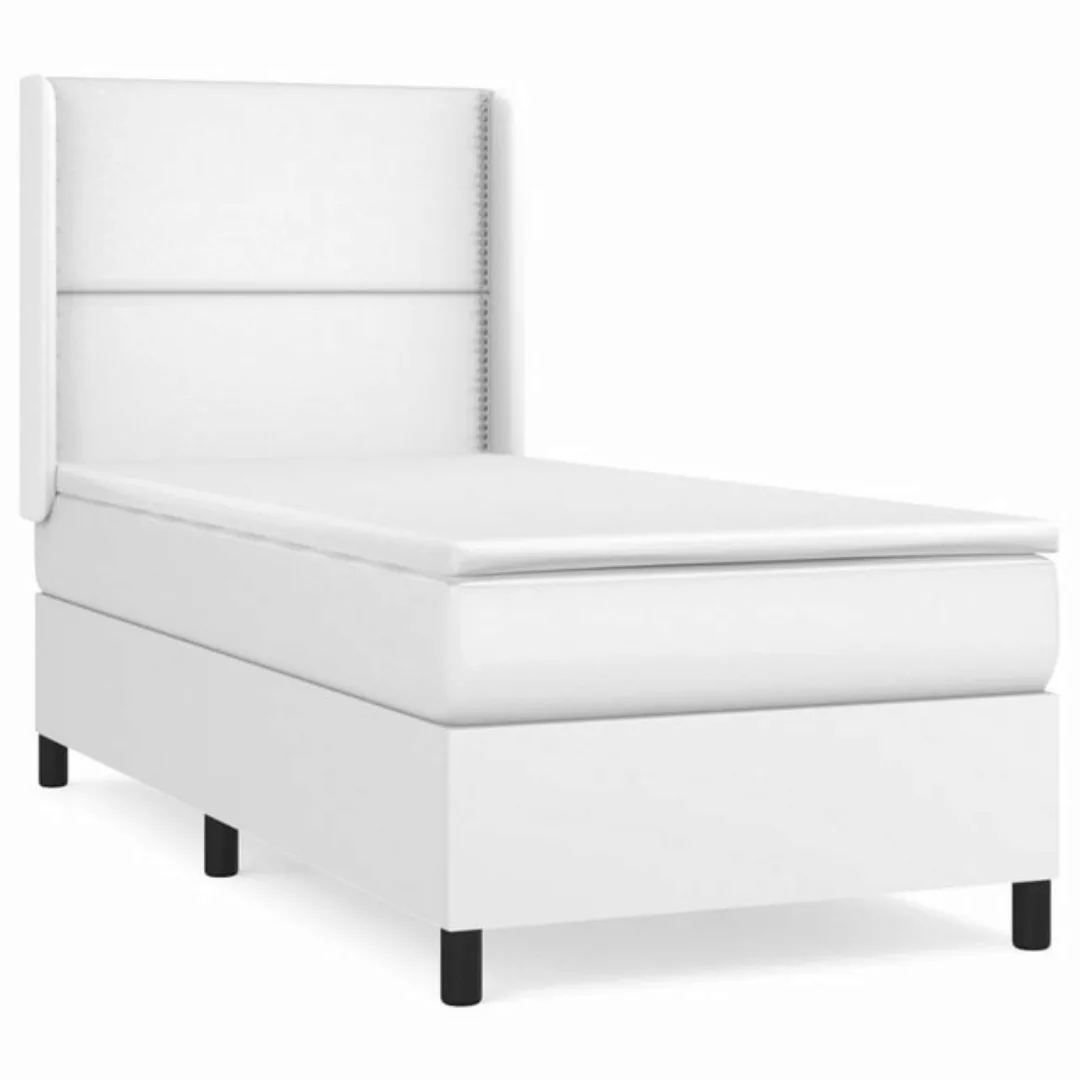 vidaXL Boxspringbett mit Matratze Weiß 90x190 cm Kunstleder1466248 günstig online kaufen