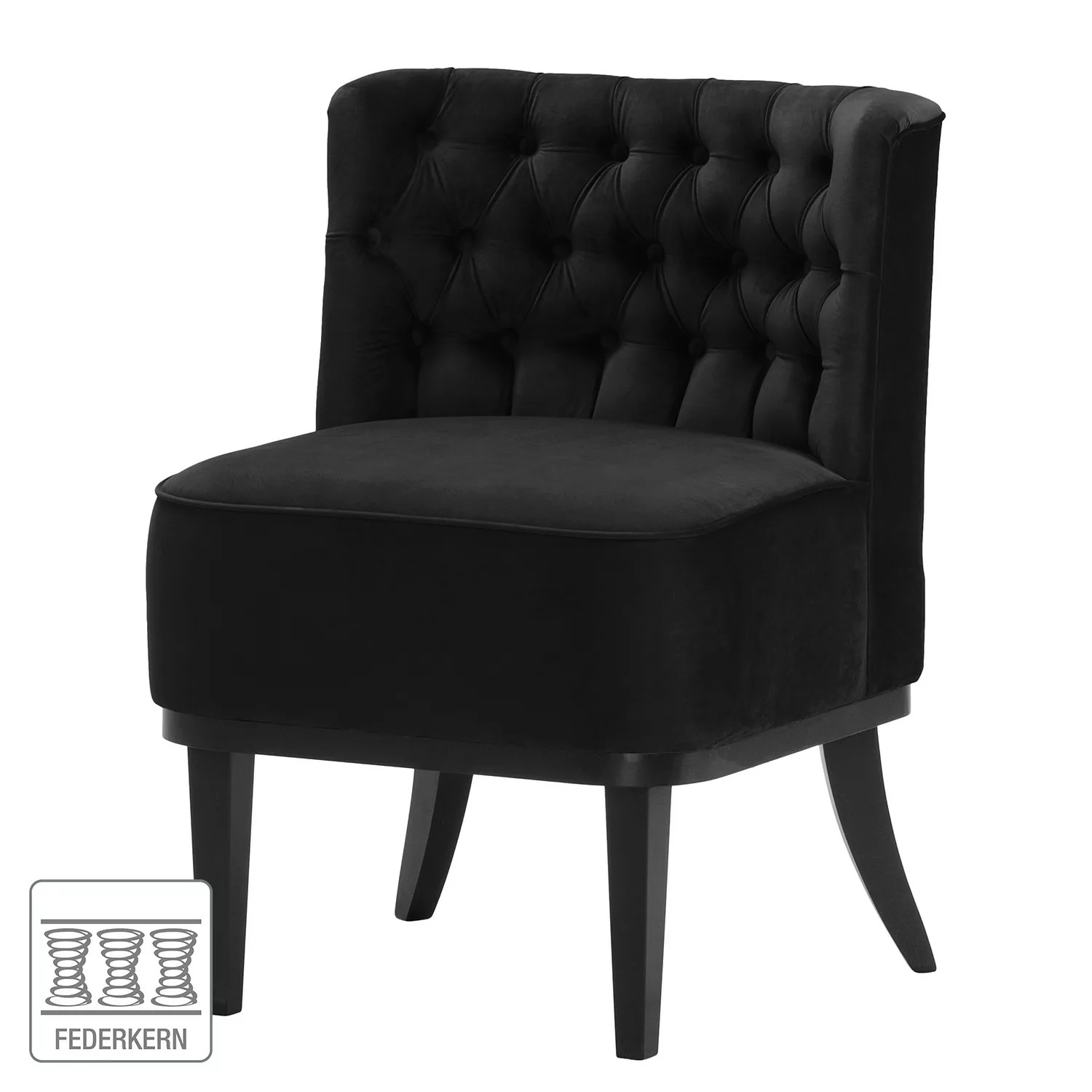home24 Norrwood Sessel Farida I Schwarz Samt 72x80x65 cm (BxHxT) günstig online kaufen
