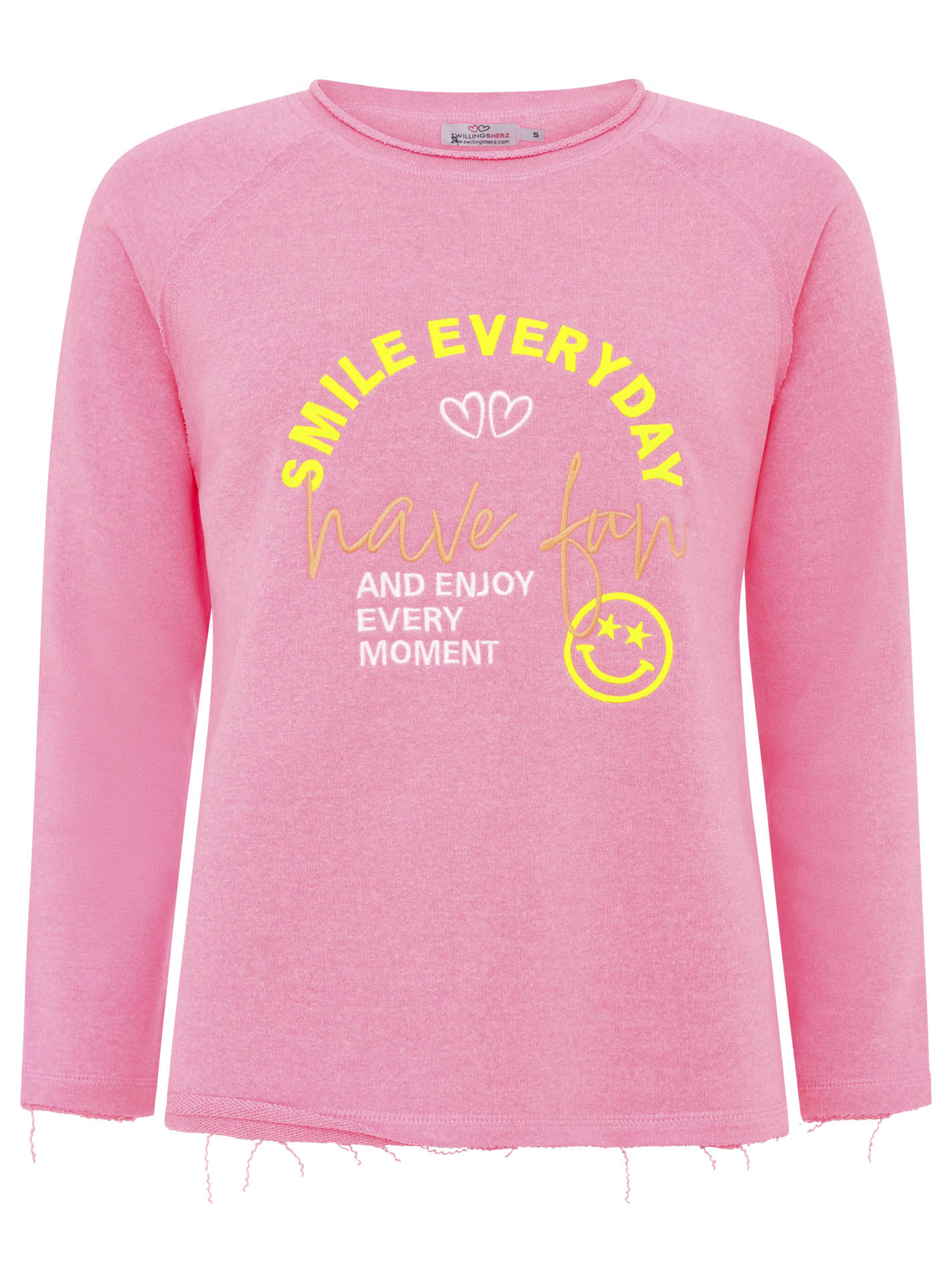 Zwillingsherz Sweatshirt ""Smile Everyday"", mit Used-Look Kanten und Stick günstig online kaufen