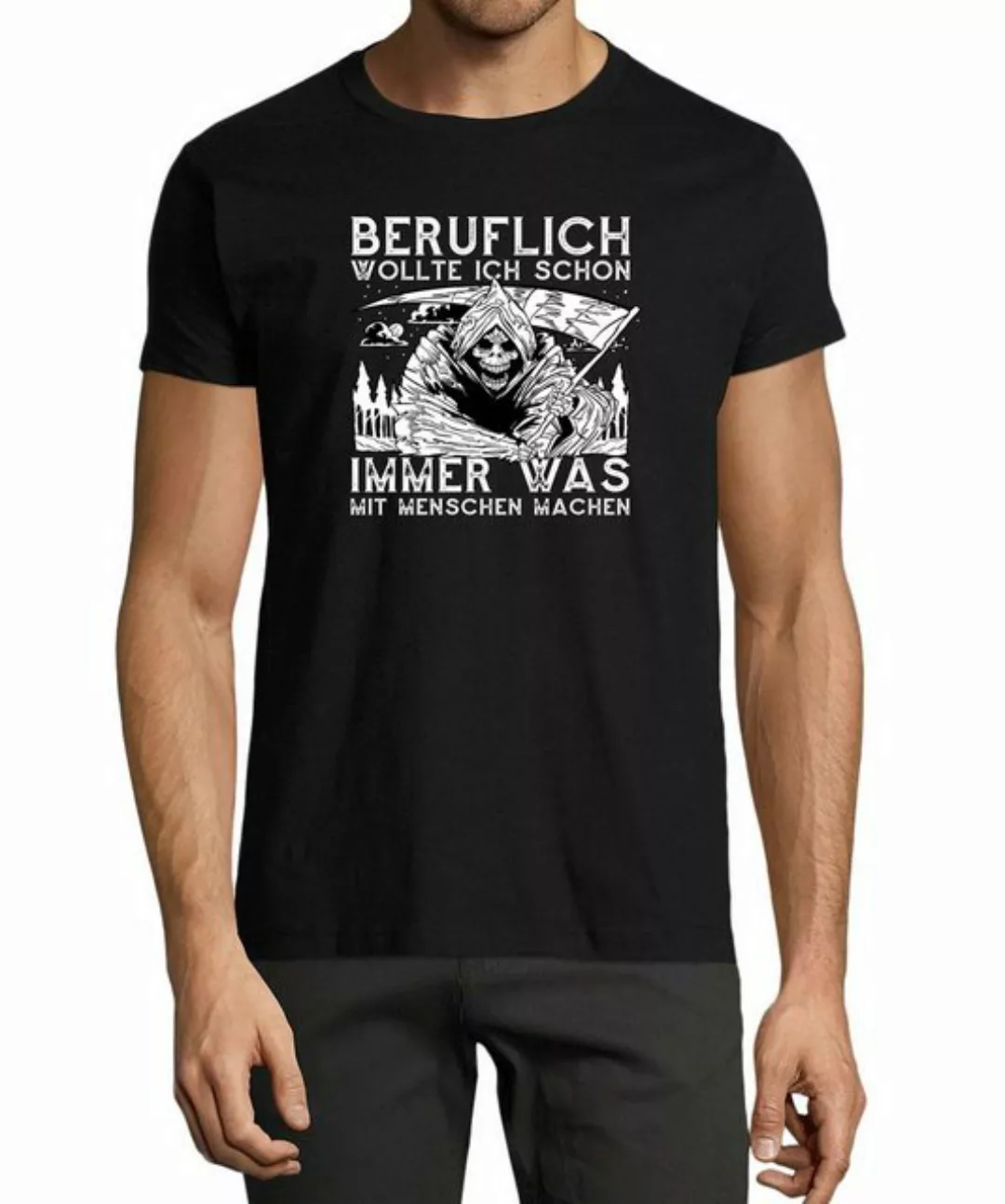 MyDesign24 T-Shirt Herren Print Shirt - Grim Reaper Skelett mit Sense Baumw günstig online kaufen