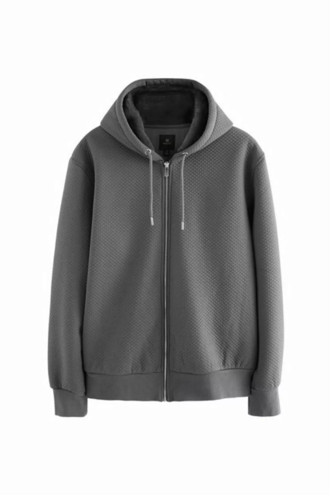 Next Kapuzenpullover Struktierte Premium Fleecejacke mit Reißverschluss (1- günstig online kaufen