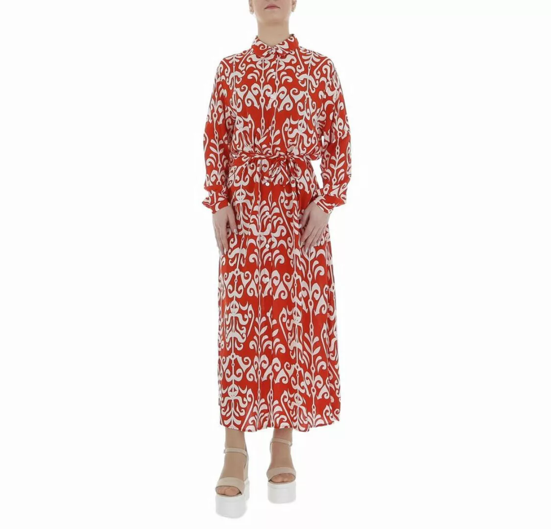 Ital-Design Maxikleid Damen Freizeit Ornamente Blusenkleid in Rot günstig online kaufen