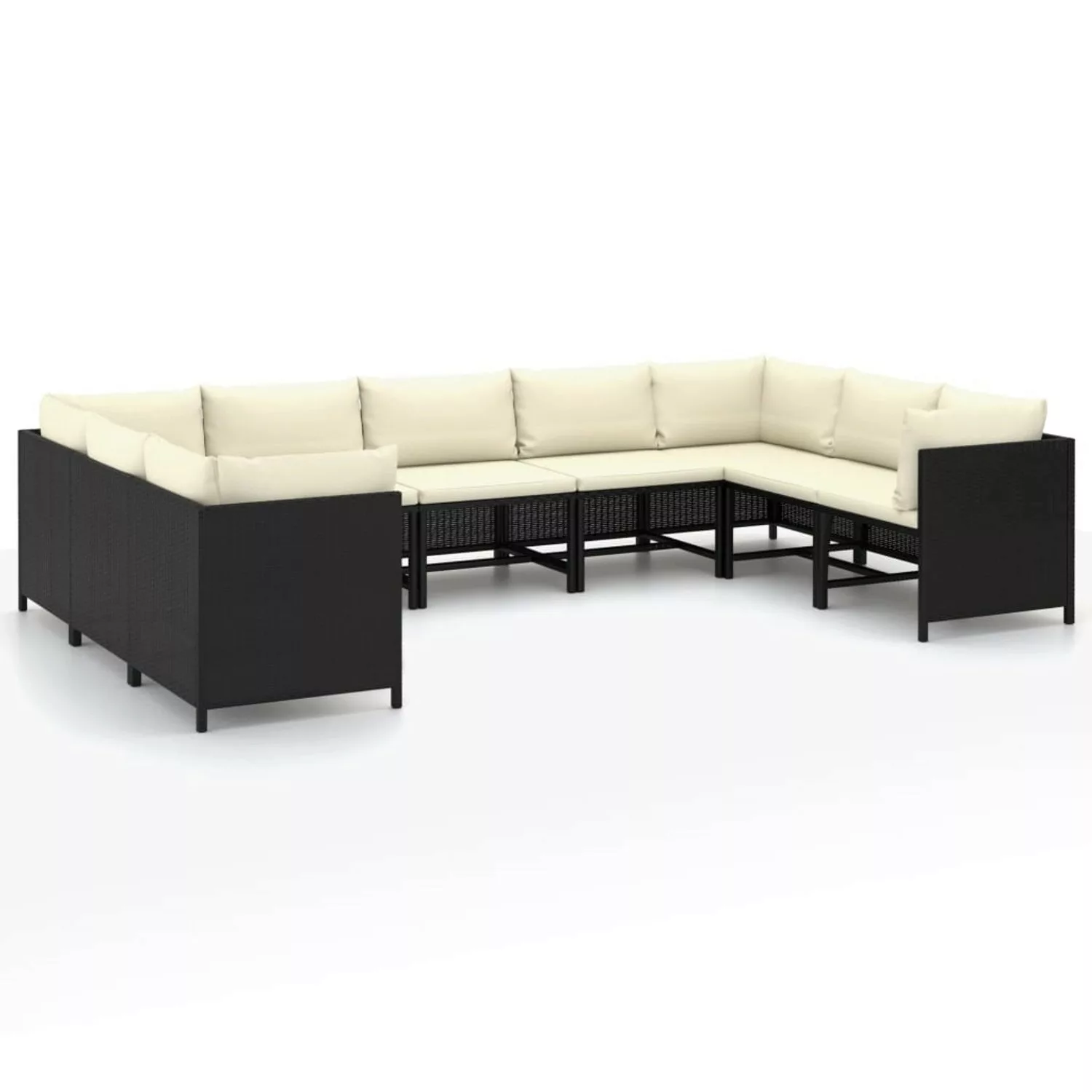 9-tlg. Garten-lounge-set Mit Kissen Poly Rattan Schwarz günstig online kaufen