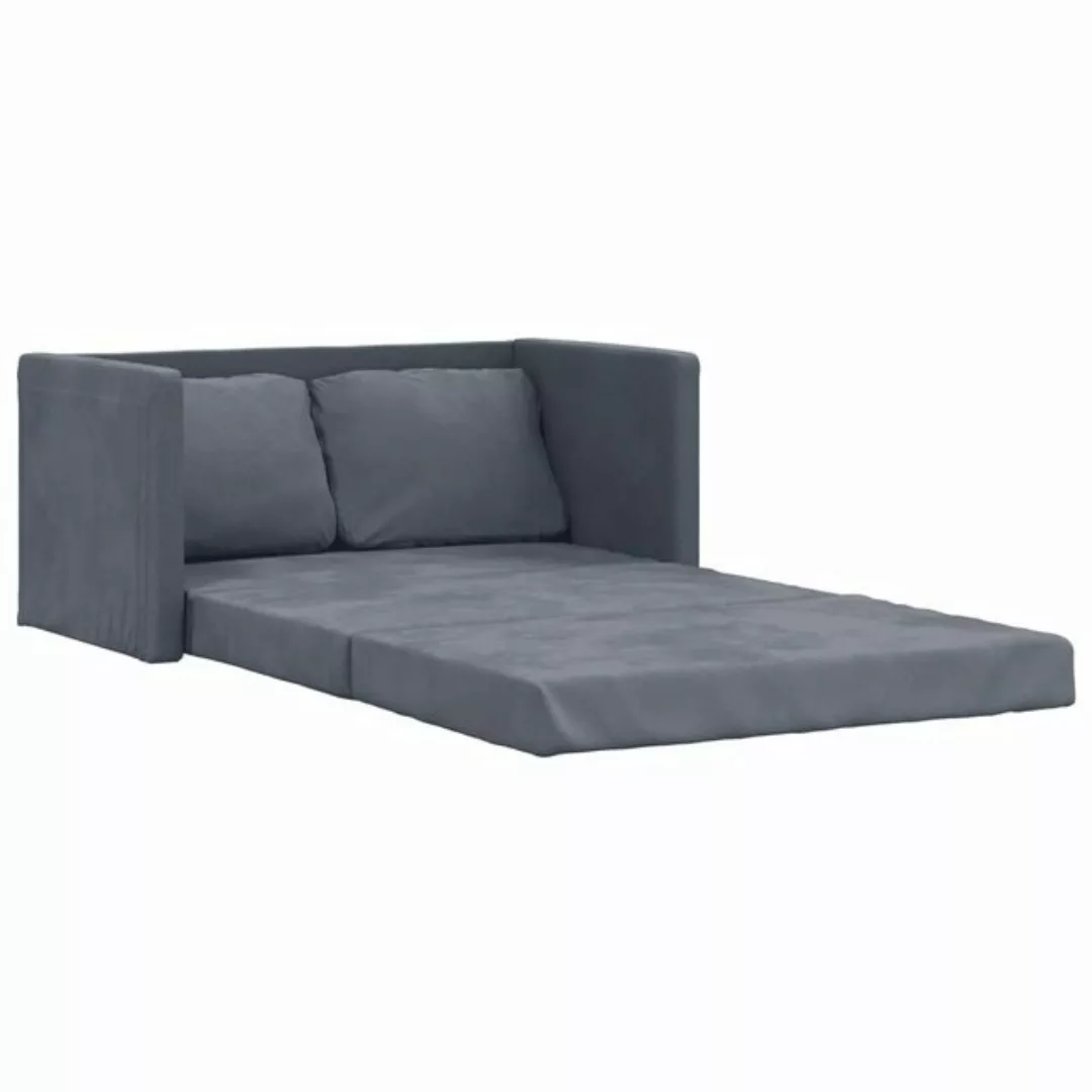 vidaXL Sofa Bodensofa mit Schlaffunktion Dunkelgrau 122x204x55 cm Samt günstig online kaufen