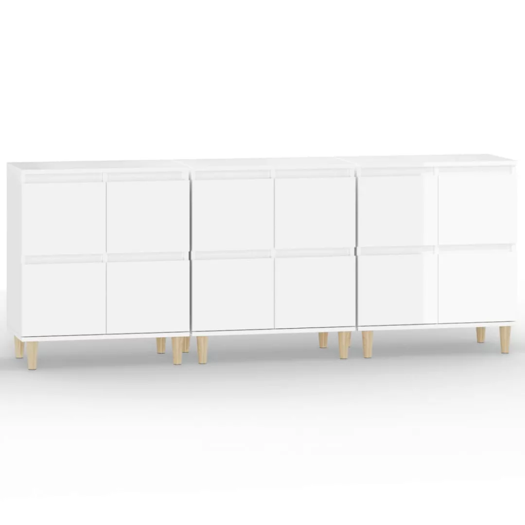 Vidaxl Sideboards 3 Stk. Hochglanz-weiß 60x35x70 Cm Holzwerkstoff günstig online kaufen