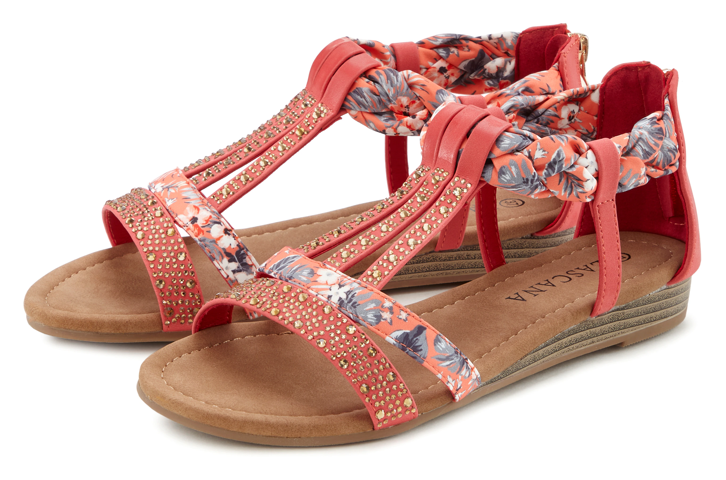 LASCANA Sandale "Sommerschuh, Sandalette,", mit Verzierung und kleinem Keil günstig online kaufen