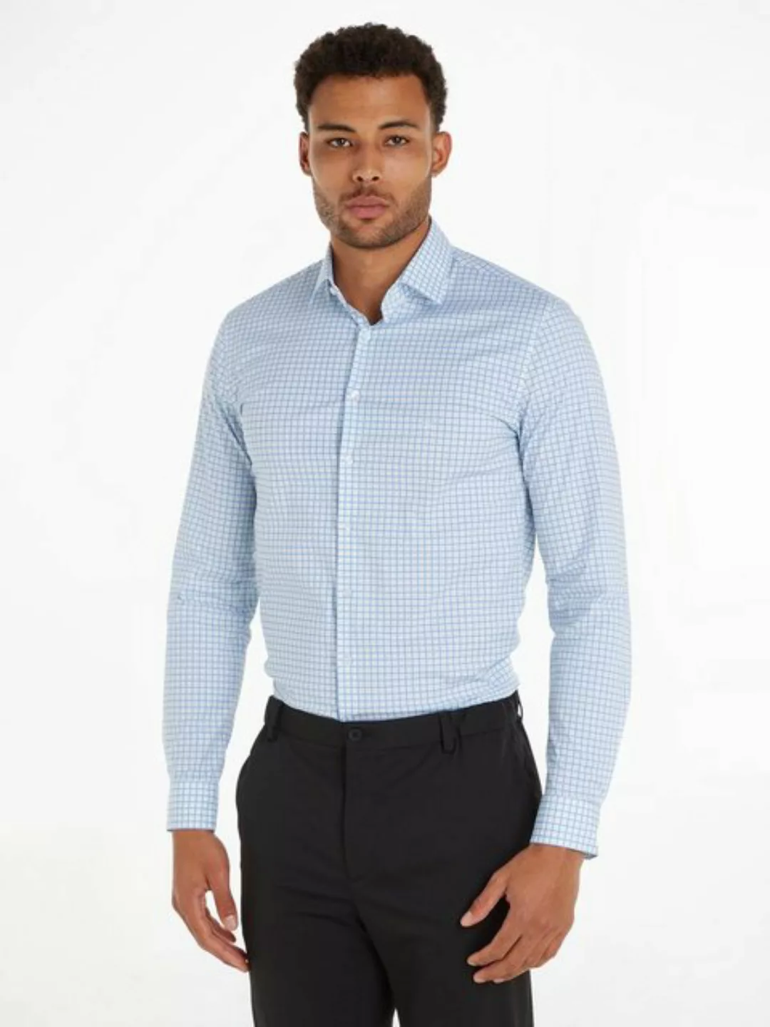 Calvin Klein Langarmhemd POPLIN CHECK PRINT SLIM SHIRT günstig online kaufen