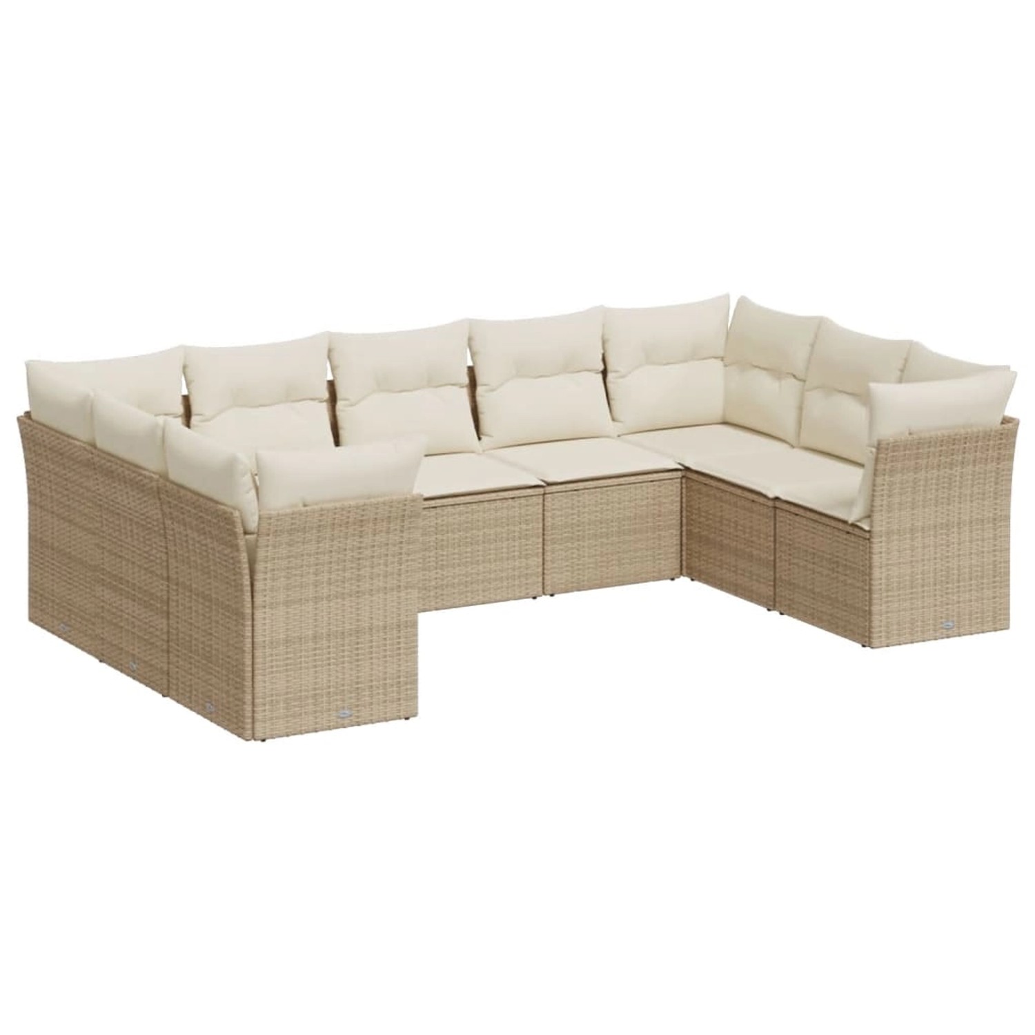 vidaXL 9-tlg Garten-Sofagarnitur mit Kissen Beige Poly Rattan Modell 31 günstig online kaufen