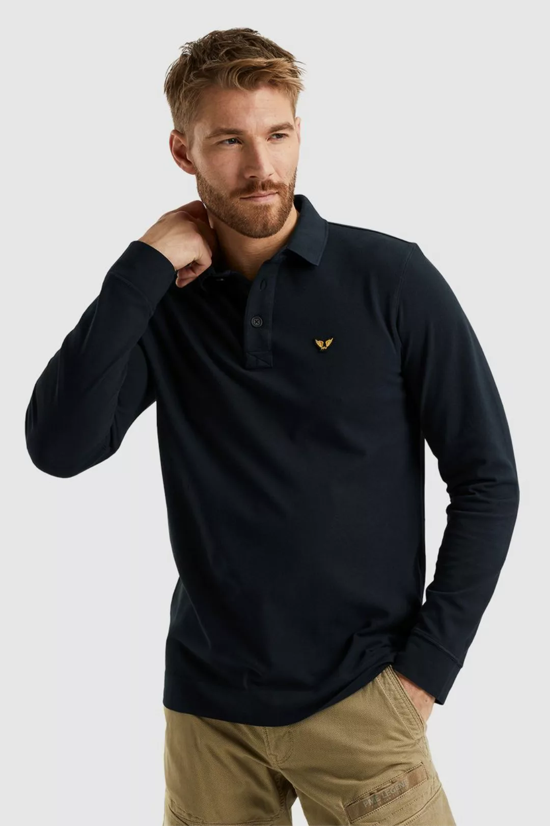 PME Legend Long Sleeve Poloshirt Navy - Größe L günstig online kaufen