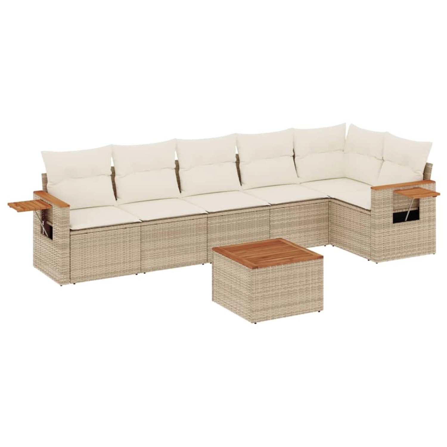 vidaXL 7-Tlg Garten-Sofagarnitur mit Kissen Beige Poly Rattan 3259237 günstig online kaufen