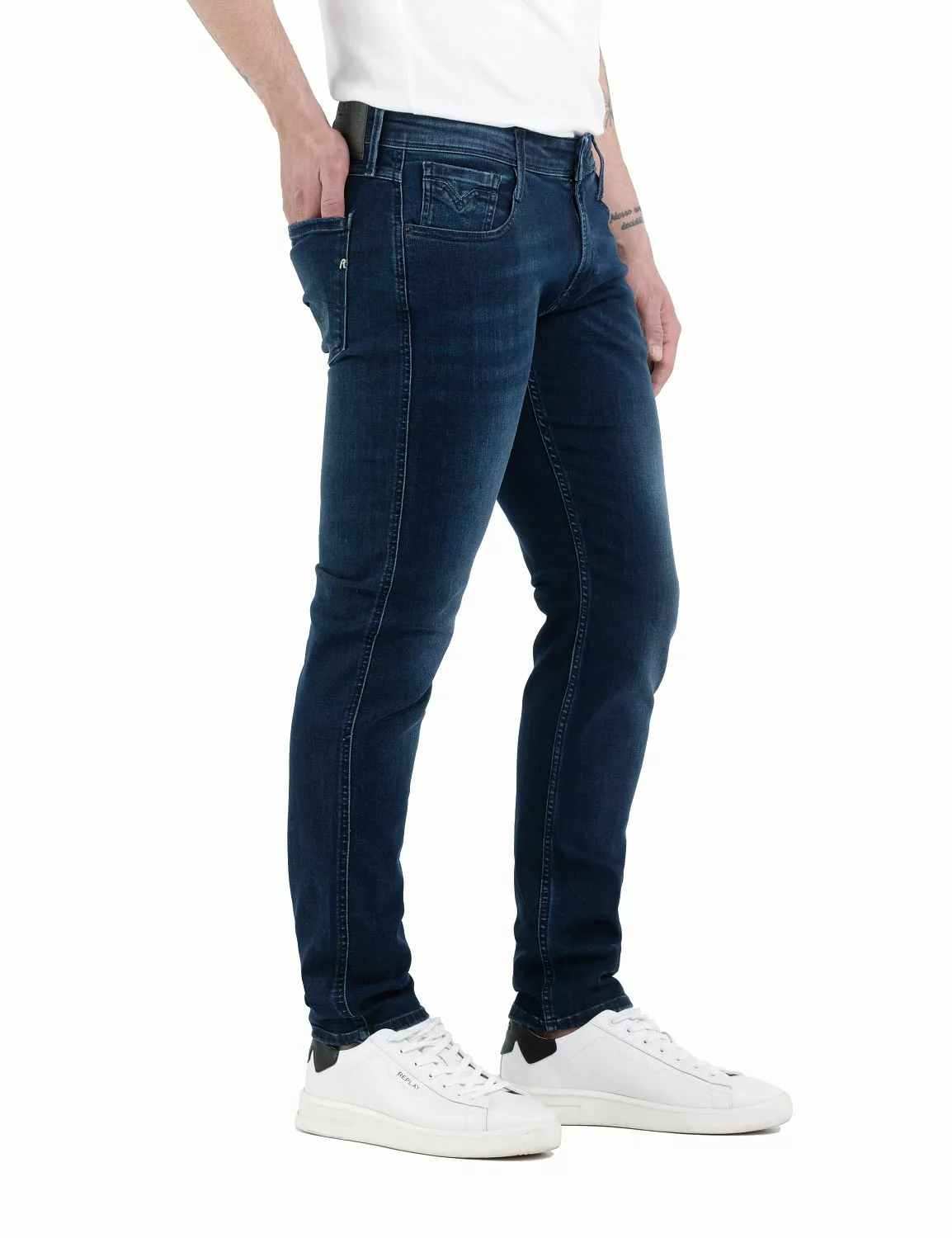 Replay Herren Jeans Anbass - Slim Fit - Grau - Dark Grey Denim günstig online kaufen