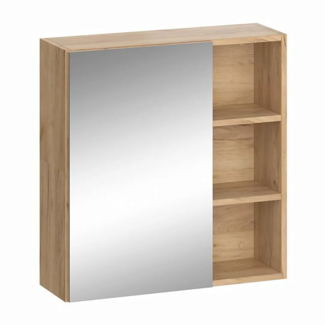 Vicco Badezimmerspiegelschrank Senyo, Anthrazit/Goldkraft Eiche, 62 x 64 cm günstig online kaufen