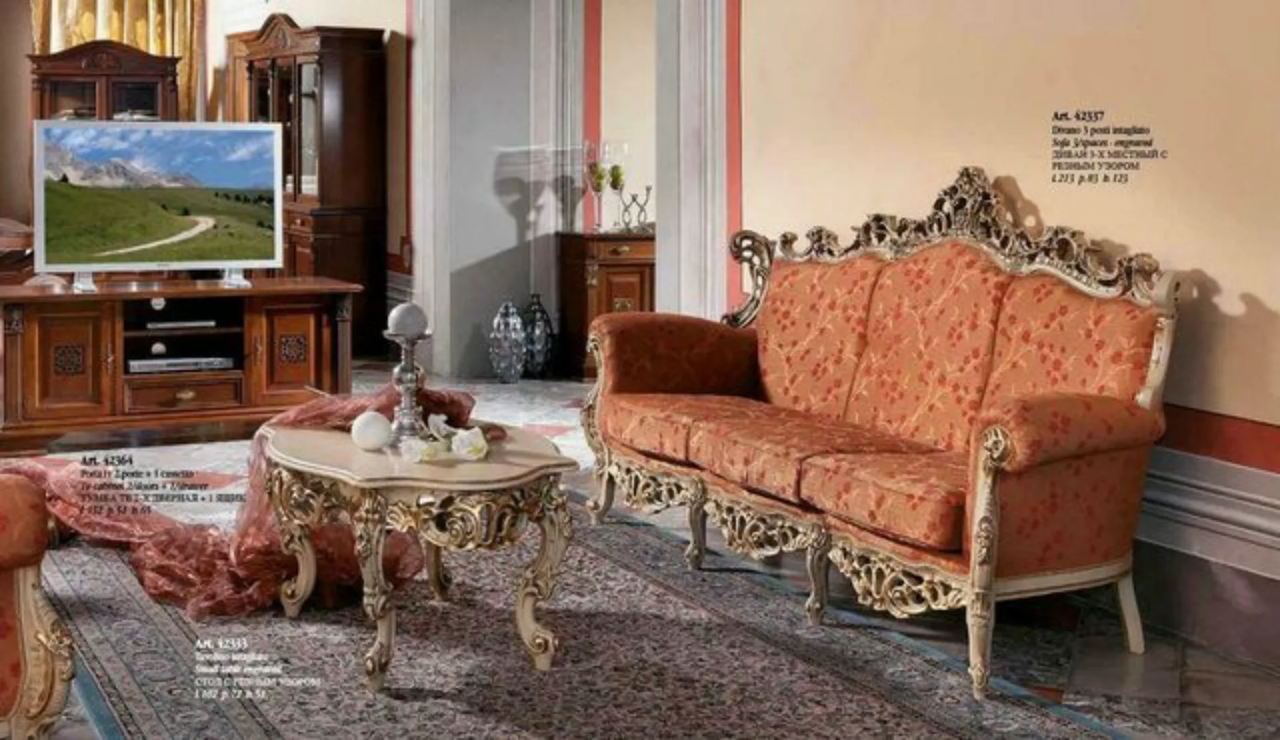 JVmoebel Sofa Klassischer Barock Dreisitzer 3-Sitzer Couch Luxus Design Neu günstig online kaufen
