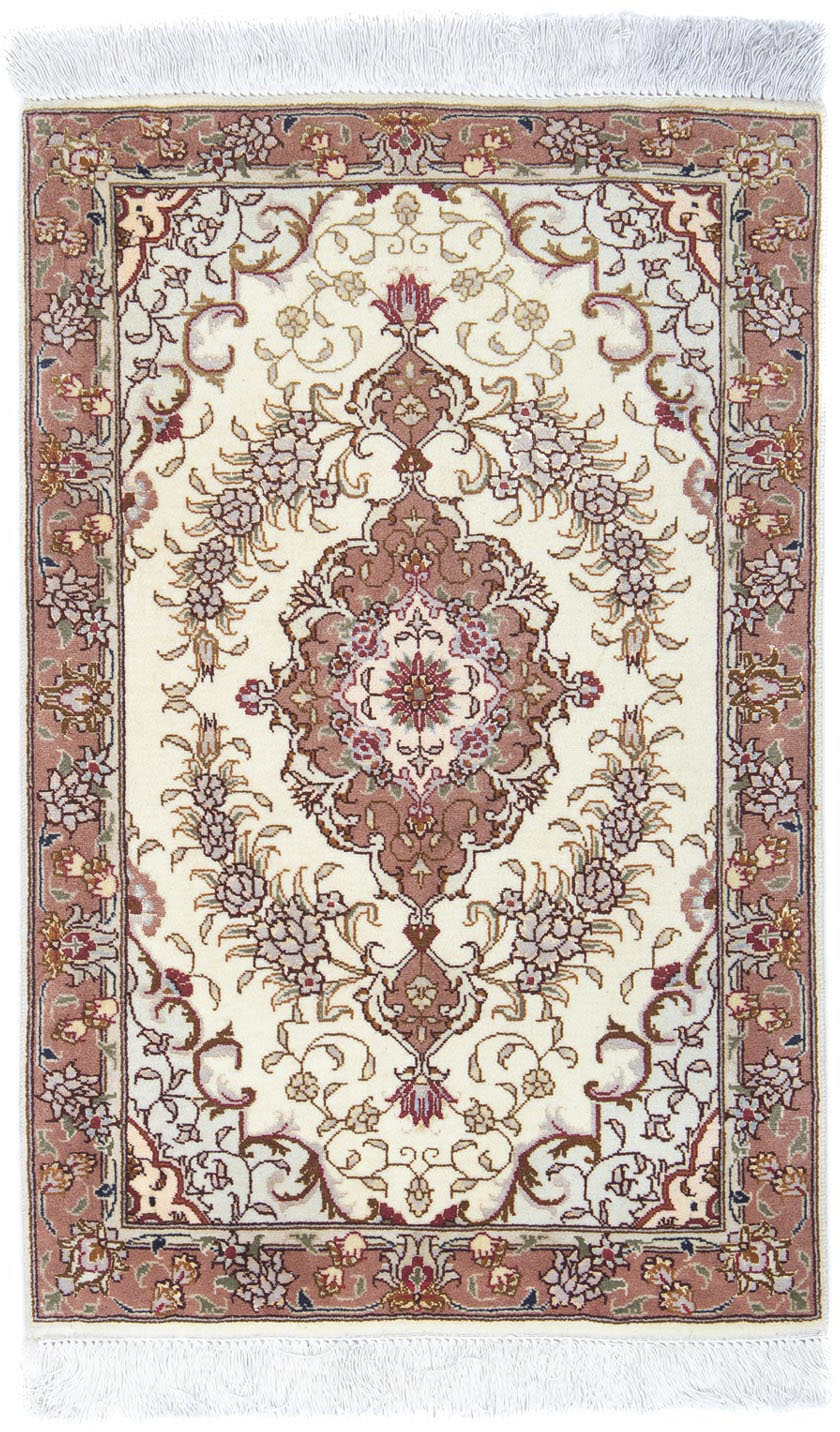 morgenland Wollteppich »Täbriz - 50 Raj Medaillon Beige 92 x 60 cm«, rechte günstig online kaufen