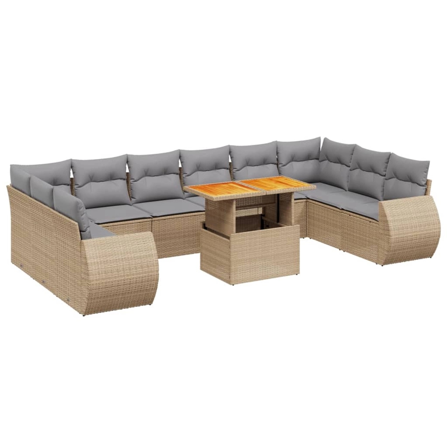 vidaXL 11-Tlg Garten-Sofagarnitur mit Kissen Beige Poly Rattan 3272368 günstig online kaufen