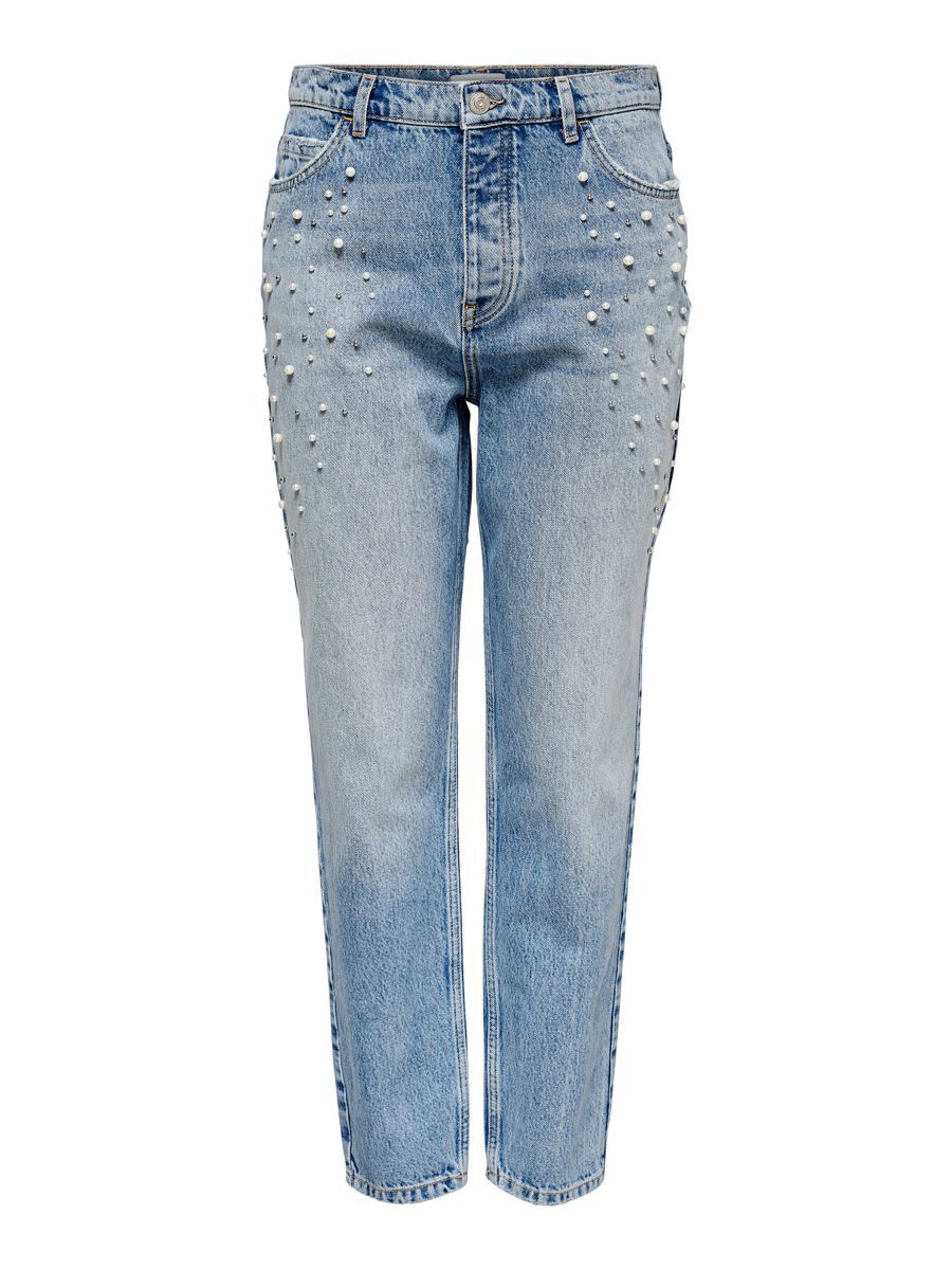 ONLY Onljanet Life Reg Perlen- Boyfriendjeans Damen Blau günstig online kaufen