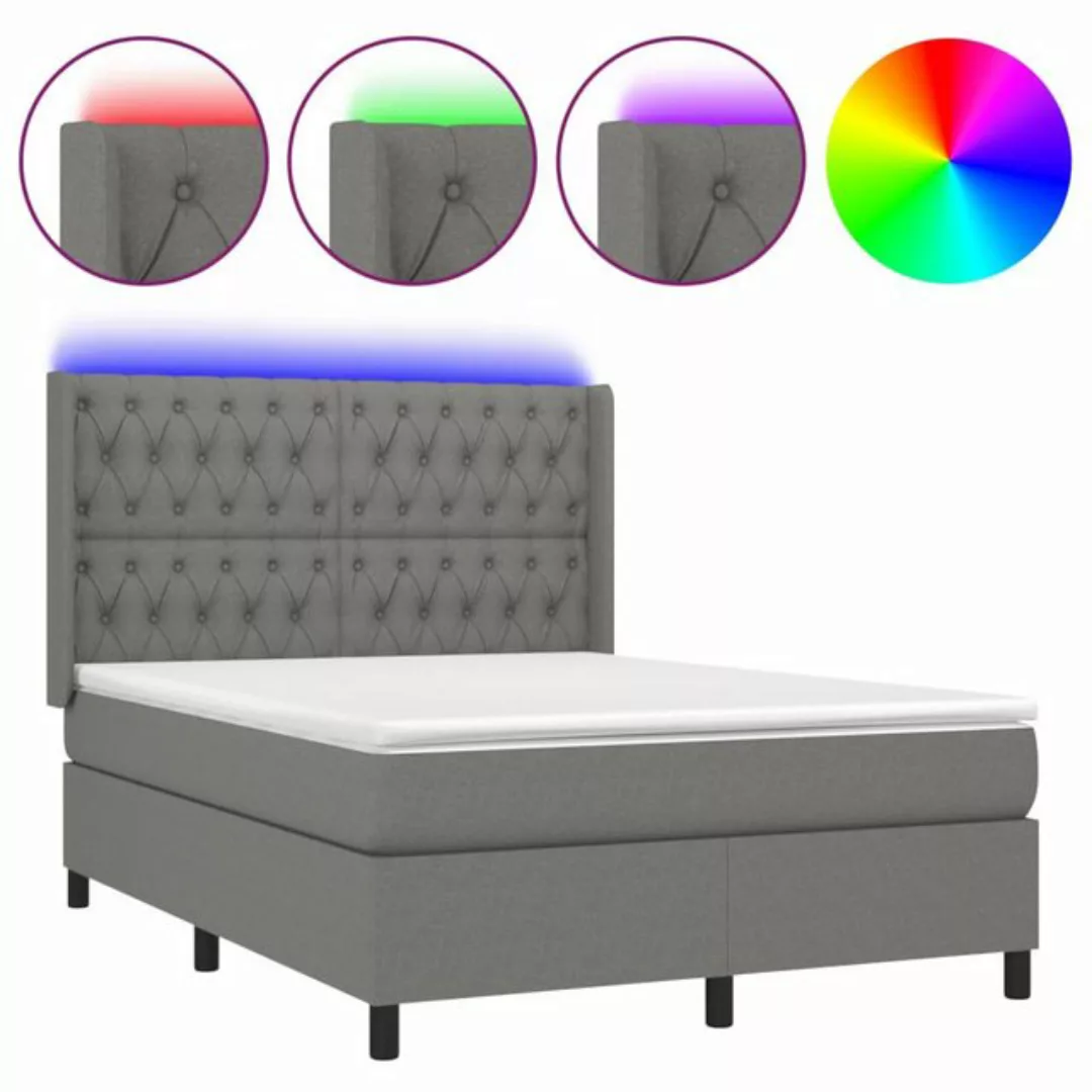 vidaXL Boxspringbett Boxspringbett mit Matratze und LED Stoff (140 x 190 cm günstig online kaufen