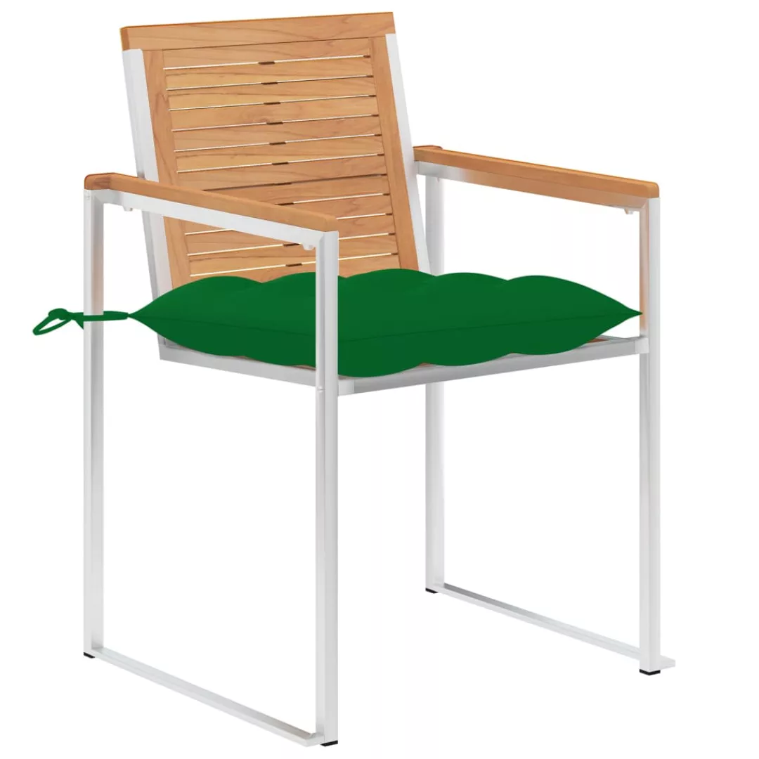 Gartenstühle 8 Stk. Mit Kissen Massivholz Teak günstig online kaufen