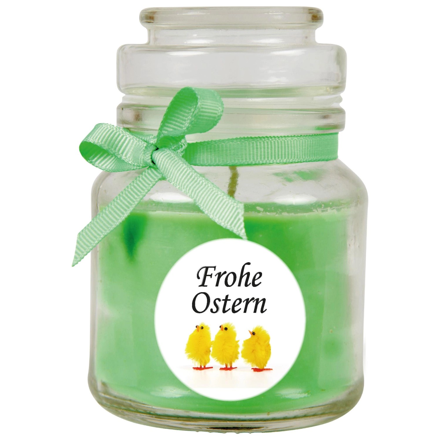 HS Candle Duftkerze & Glas Frohe Ostern Bonbon Ø7 cm Coconut Limes Küken günstig online kaufen