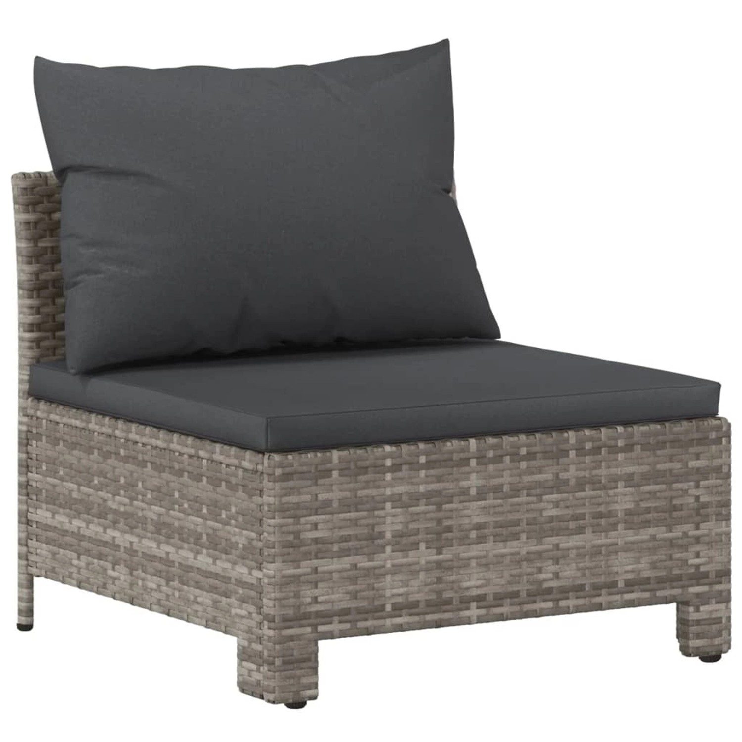 Vidaxl Garten-mittelsofa Mit Kissen Grau Poly Rattan günstig online kaufen