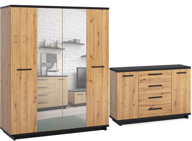 Marmex Möbel Mehrzweckschrank-Set INES SET D Wohnzimmer Flur Schlafzimmer, günstig online kaufen