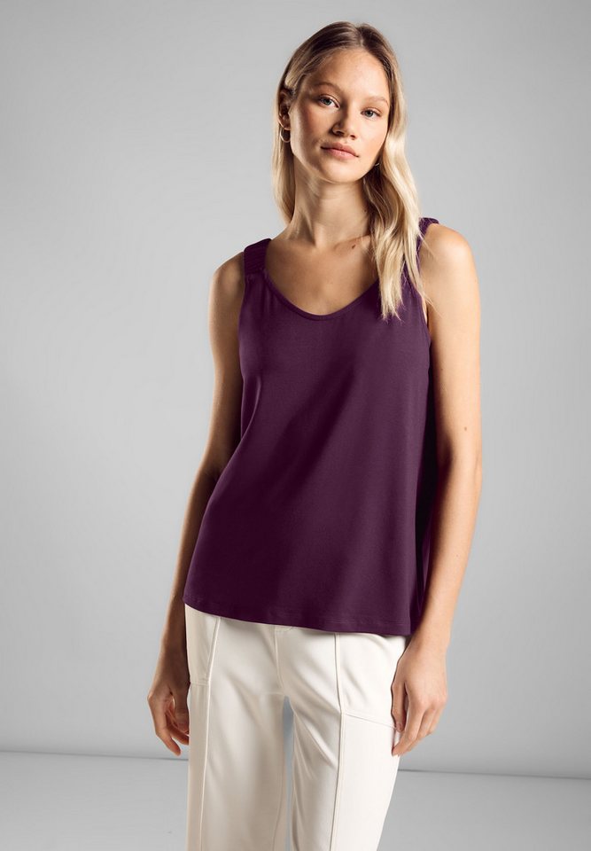 STREET ONE Trägertop Street One Top mit V-Neck in Dark Berry Purple (1-tlg) günstig online kaufen