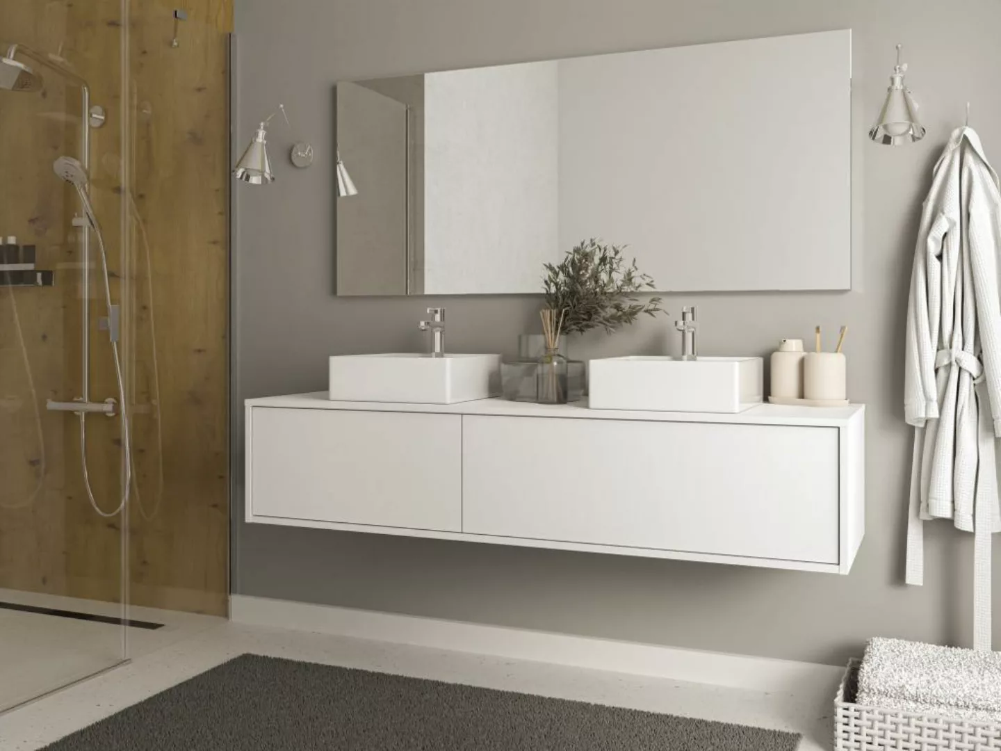 Waschbeckenunterschrank hängend - Weiß - 150 cm - ISAURE II günstig online kaufen