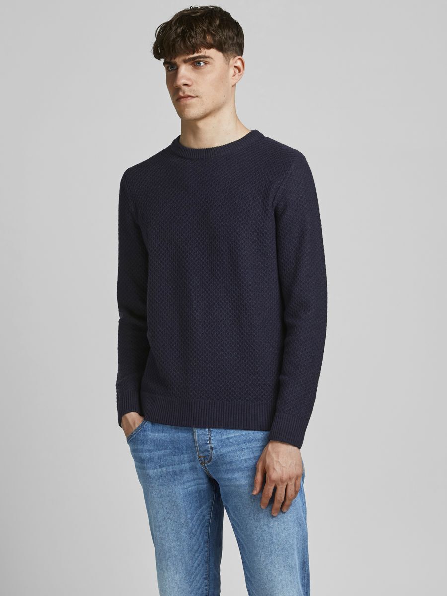 Jack & Jones – Originals – Strukturierter Pullover in Marineblau günstig online kaufen