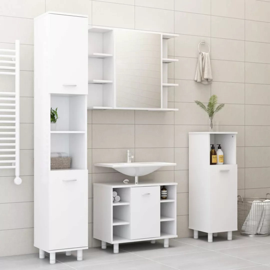 Badezimmerschrank Weiß 30x30x179 Cm Spanplatte günstig online kaufen