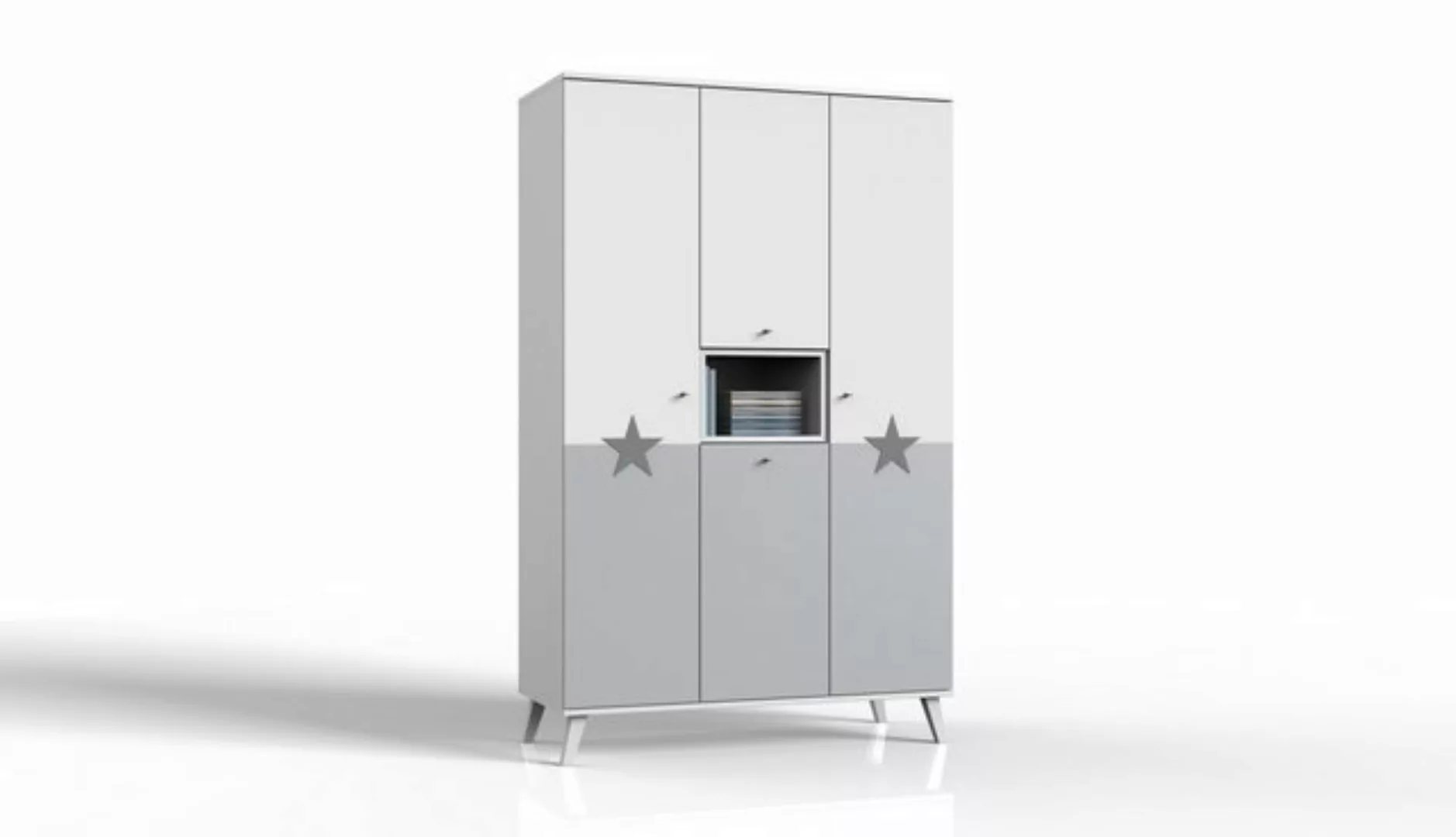 Wimex Drehtürenschrank in WEISS + LIGHT GREY mit 4 Türen und 4 Einlegeböden günstig online kaufen