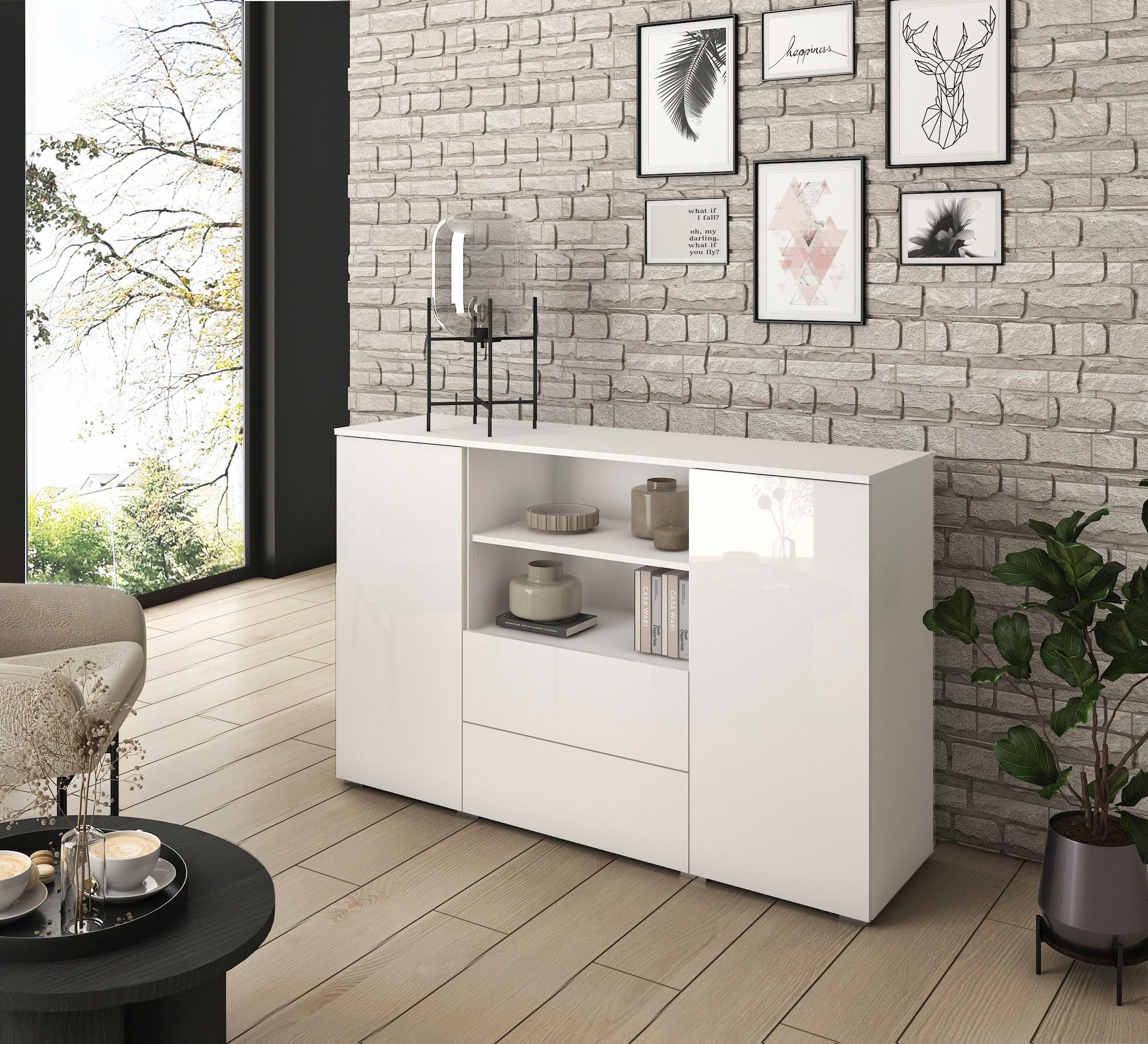 INOSIGN Sideboard "PARIS", (1 St.), Moderne 140cm breite grifflose Kommode, günstig online kaufen