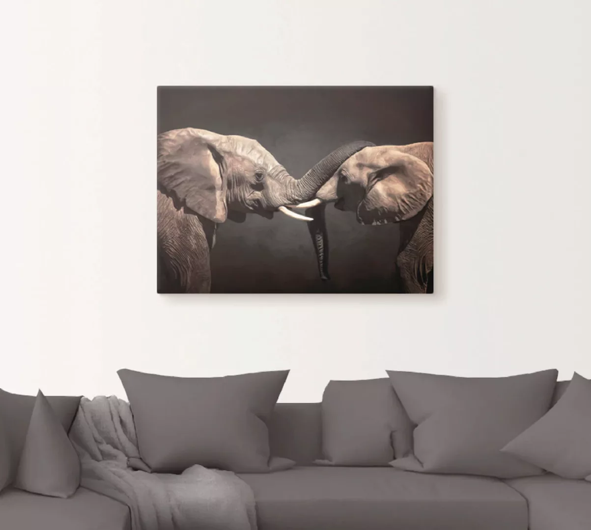 Artland Wandbild "Zwei Elefanten", Wildtiere, (1 St.), als Leinwandbild, Po günstig online kaufen