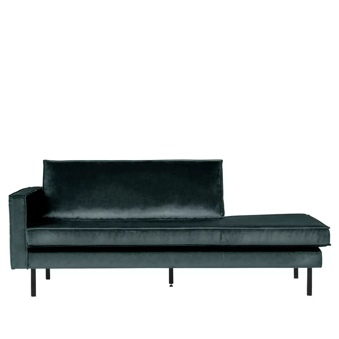 Couch Recamiere in Petrol Samt Retro Look günstig online kaufen