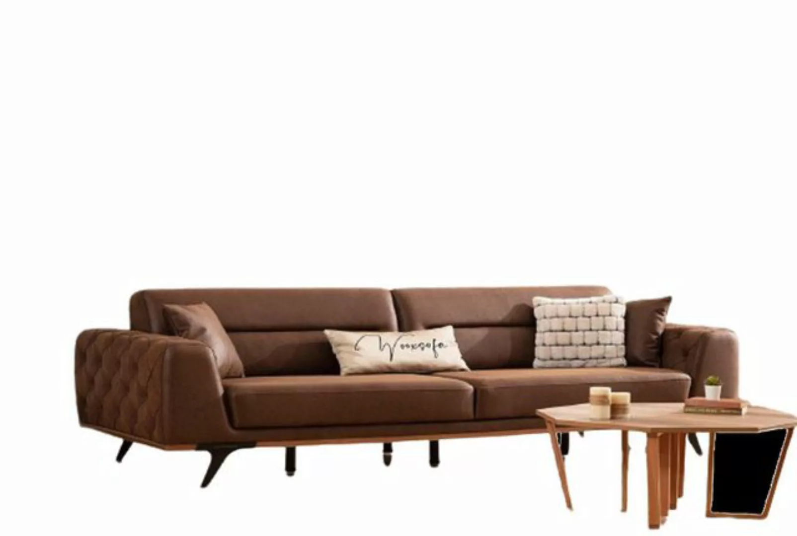 JVmoebel Sofa Chesterfield Viersitzer Couch Kunstleder Braun Sofa 4 Sitzer günstig online kaufen