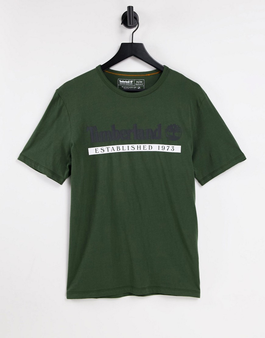 Timberland – Established 1973 – T-Shirt in Dunkelgrün günstig online kaufen