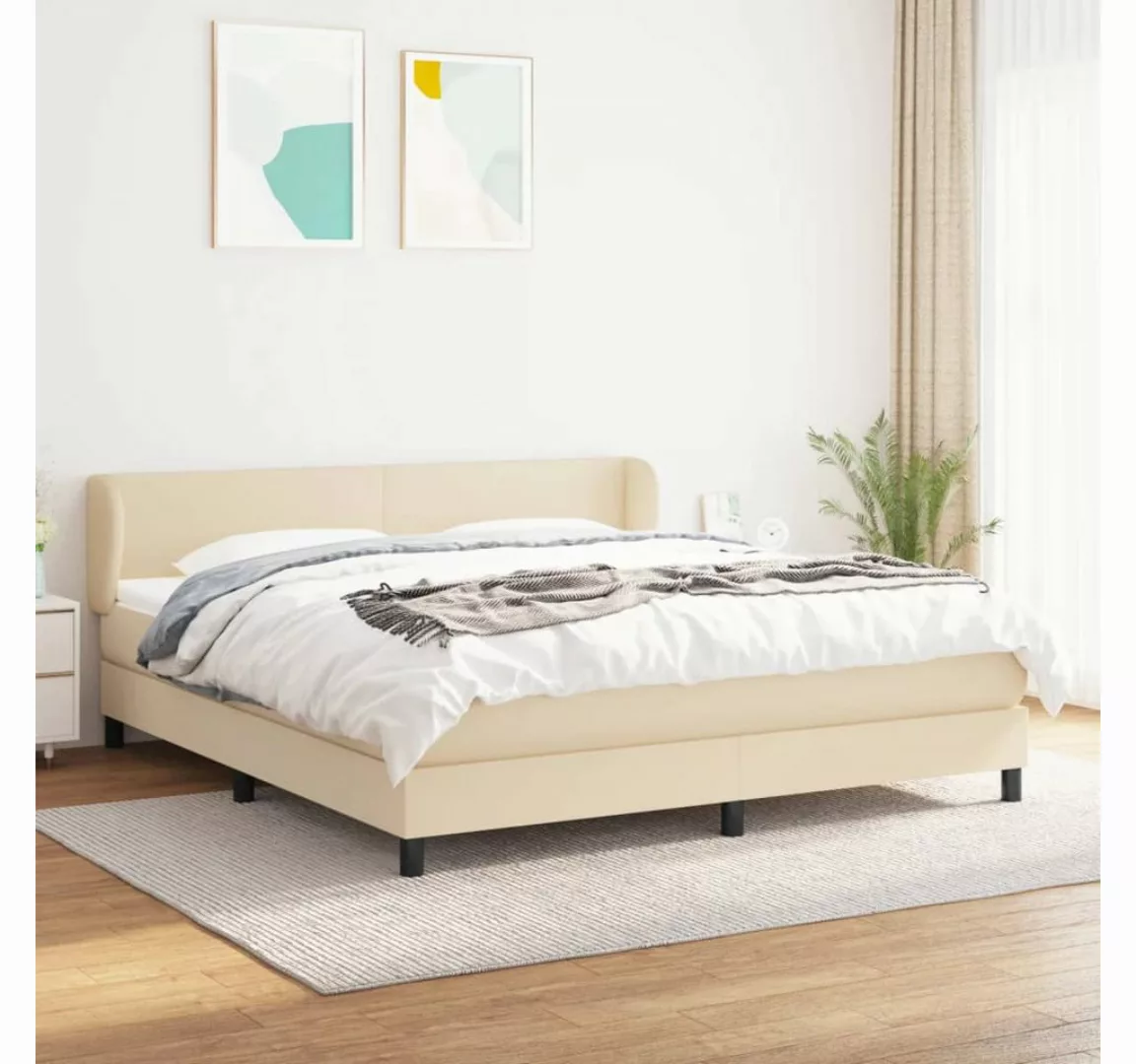 vidaXL Boxspringbett Boxspringbett mit Matratze Creme 180x200 cm Stoff Bett günstig online kaufen