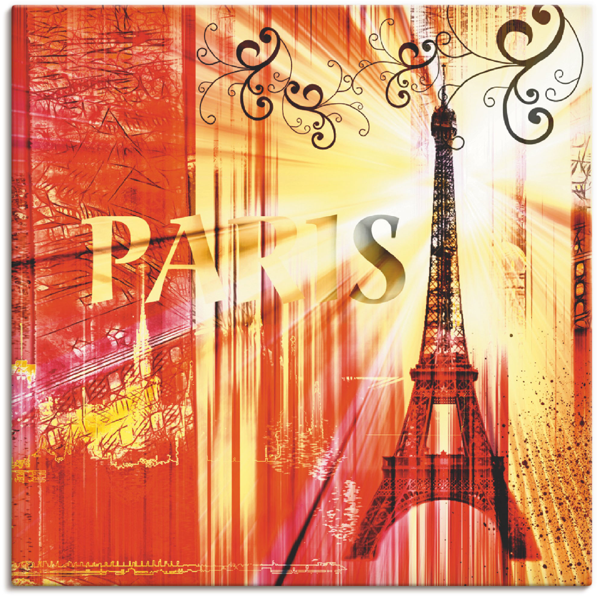Artland Leinwandbild "Paris Skyline Collage III", Architektonische Elemente günstig online kaufen