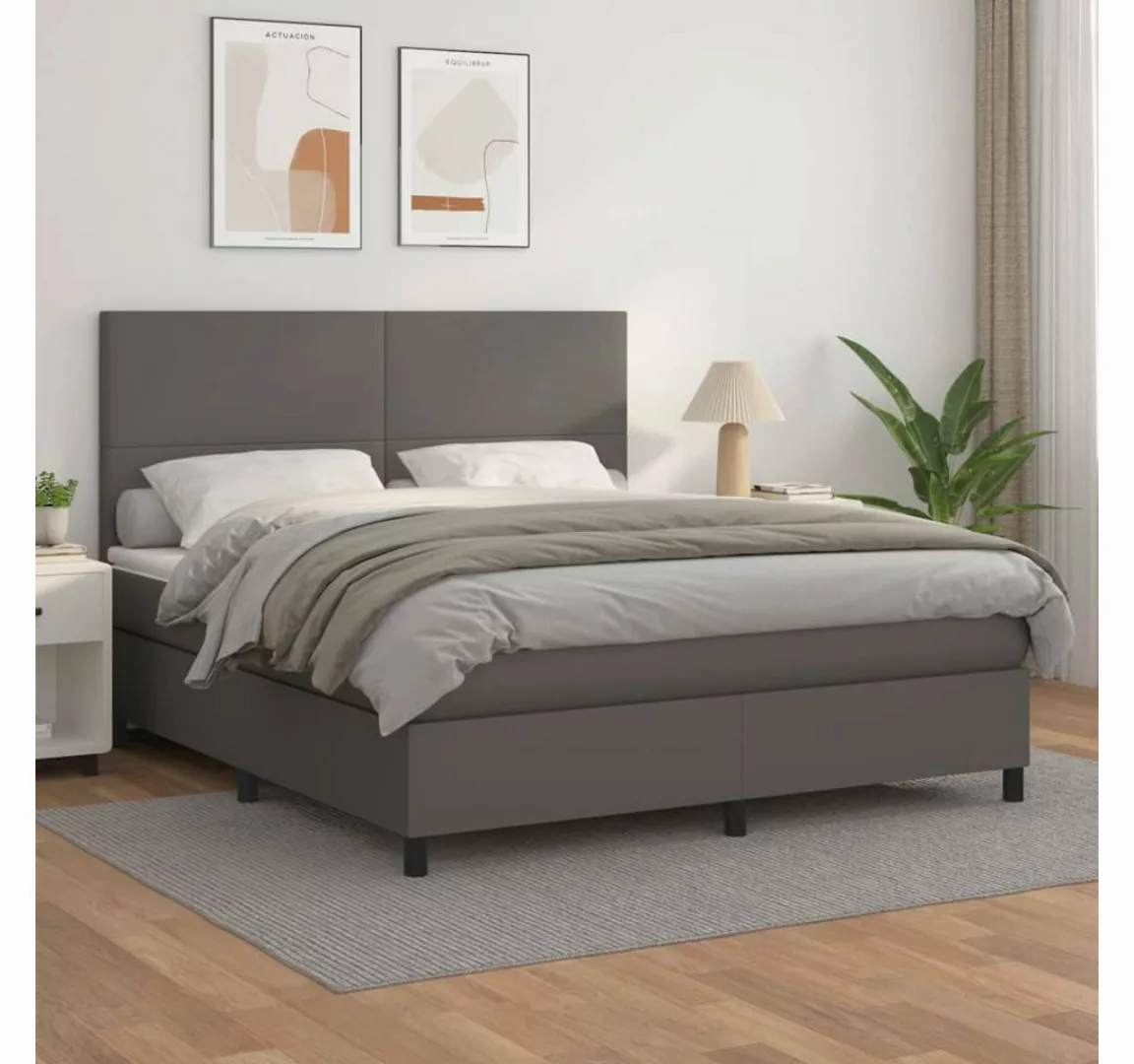 vidaXL Boxspringbett Bett Boxspringbett mit Matratze Kunstleder (180 x 200 günstig online kaufen