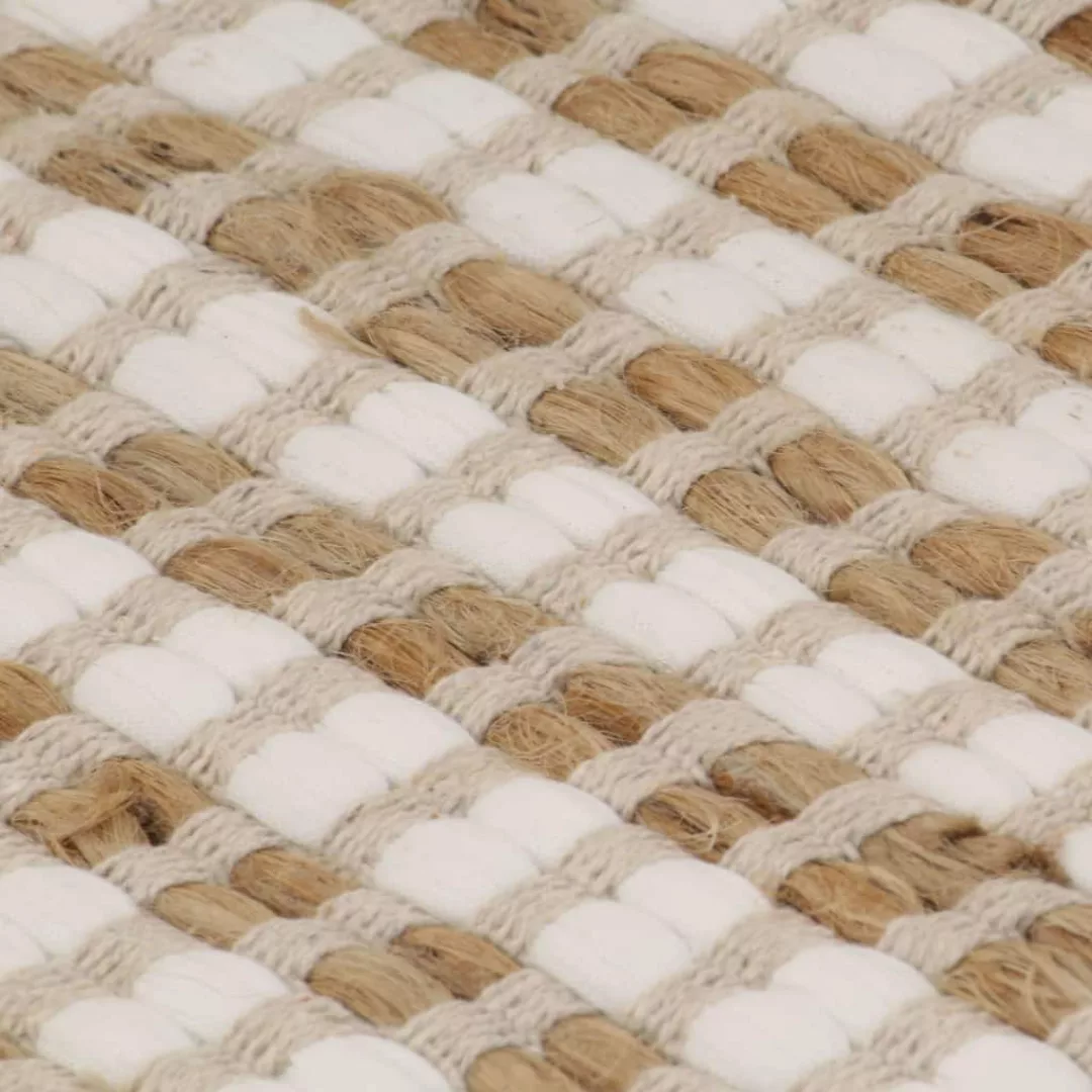 Handgewebter Teppich Jute Stoff 120 X 180 Cm Natur Und Weiß günstig online kaufen