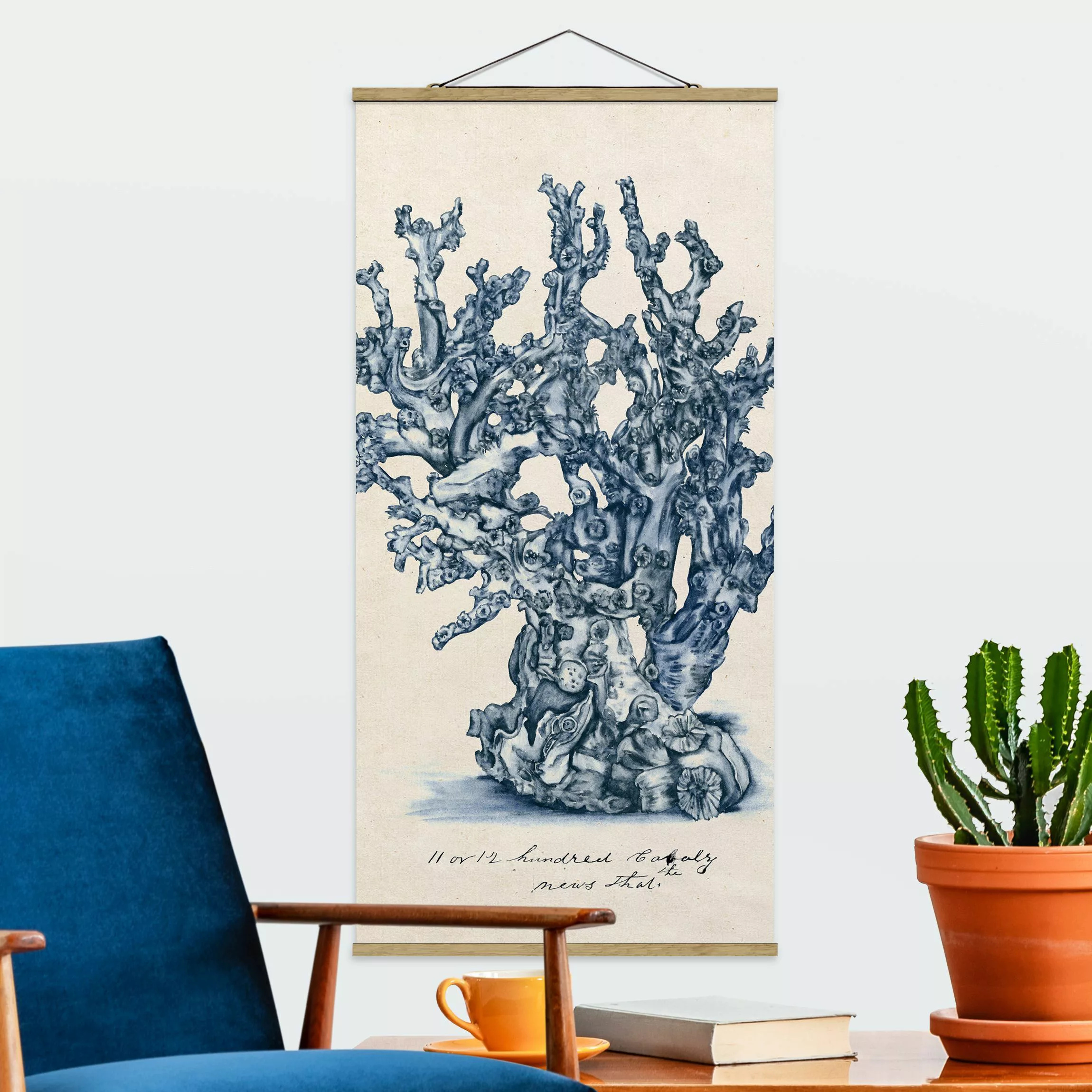 Stoffbild Blumen mit Posterleisten - Hochformat Meereskorallen Studie II günstig online kaufen